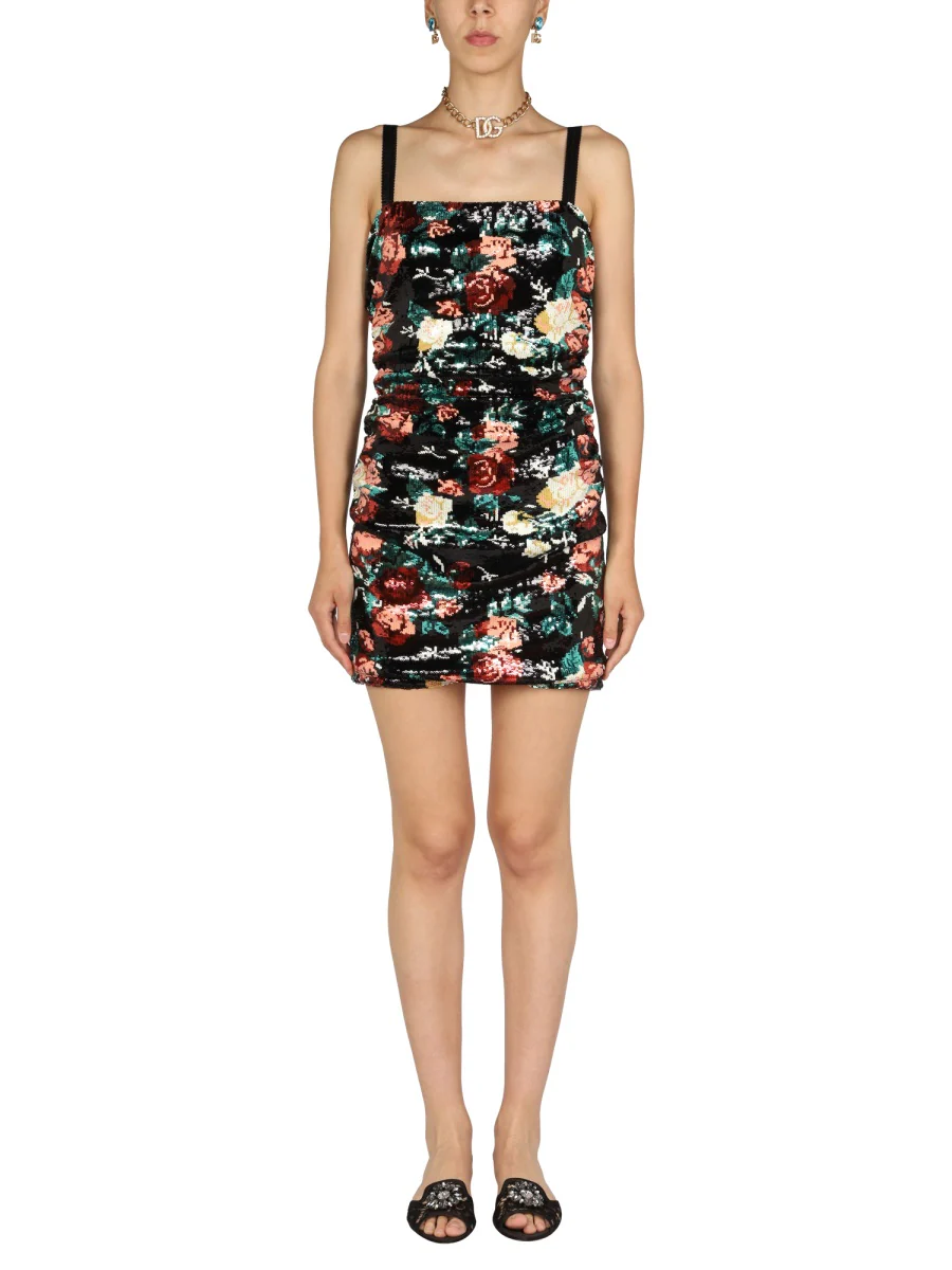 DOLCE & GABBANA Rose Embroidery Short Dress - Image 5
