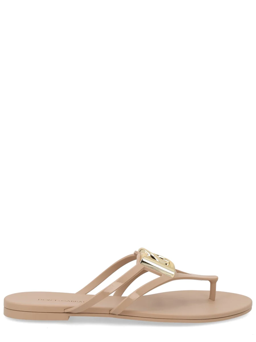 DOLCE & GABBANA Rubber Beachwear Slides with Logo for Women
