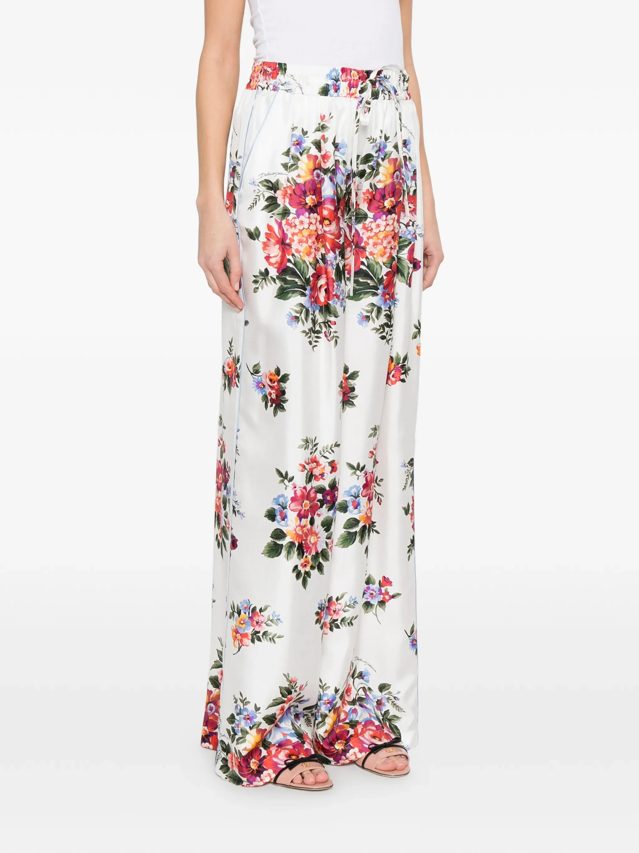 Dolce & Gabbana Silk Drawstring Waistband Pants - Size 40 - Image 3
