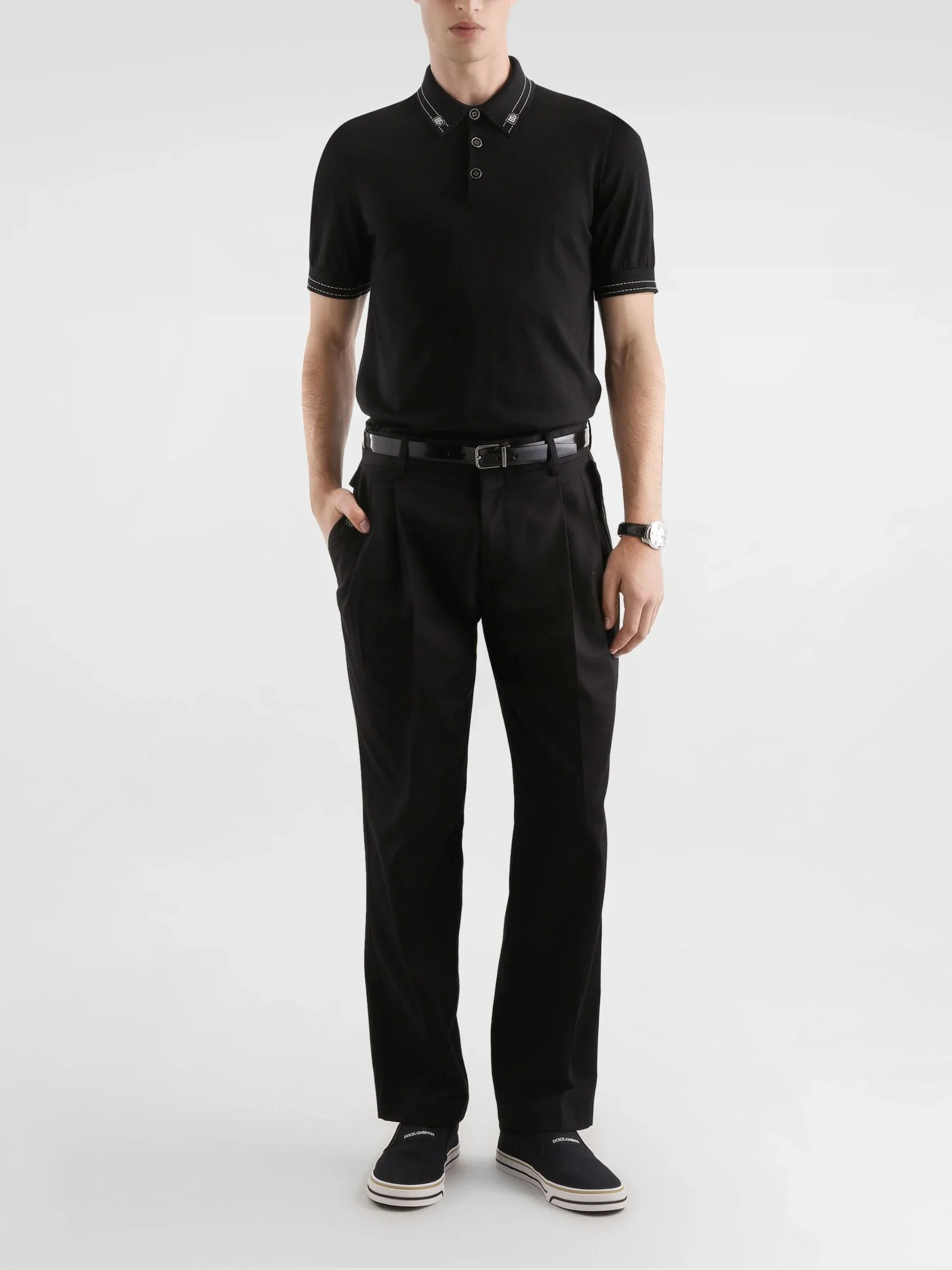Dolce & Gabbana Silk Polo Shirt - Image 2