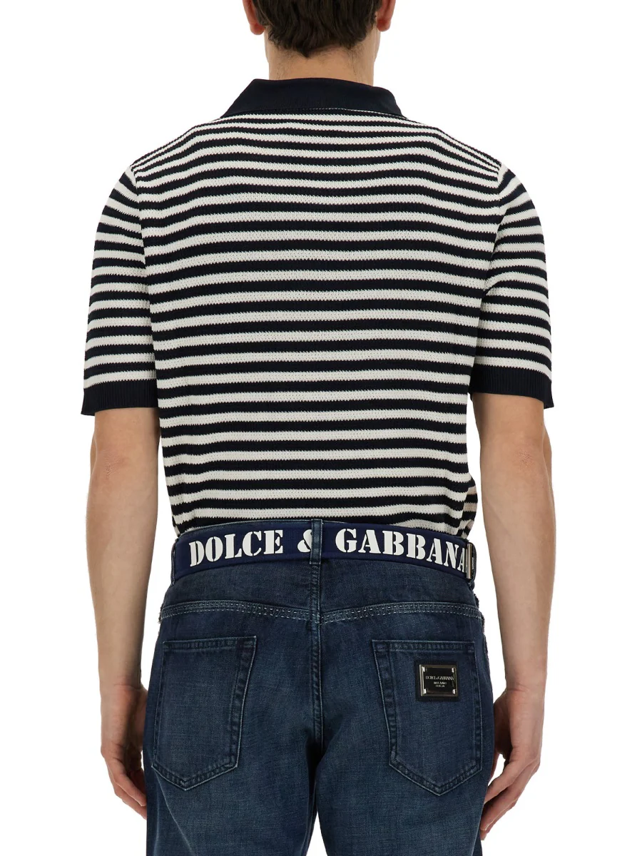 DOLCE & GABBANA Silk Polo-shirt with Logo Embroidery for Men - Image 3