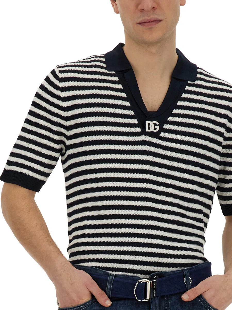 DOLCE & GABBANA Silk Polo-shirt with Logo Embroidery for Men - Image 4