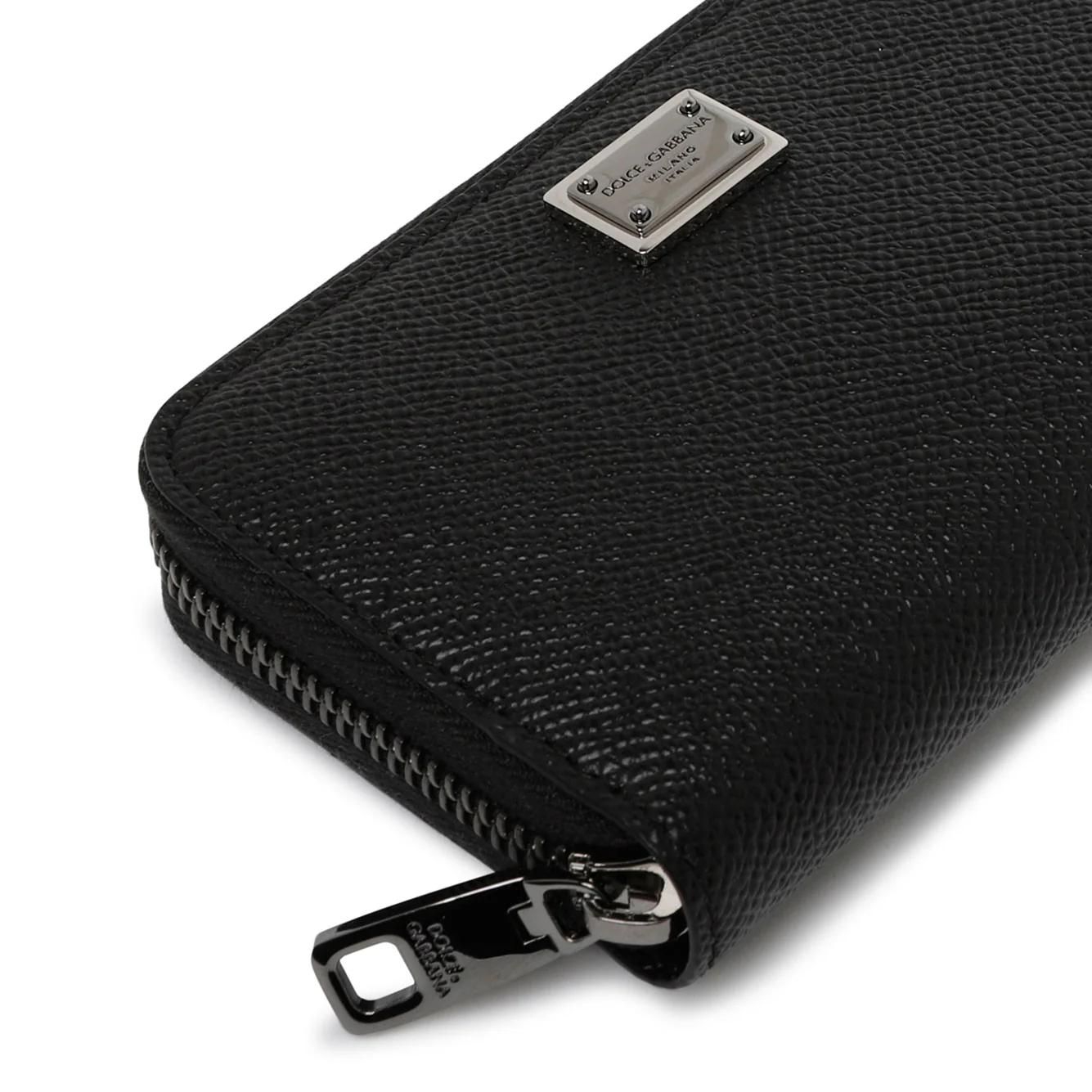 DOLCE & GABBANA Small Calfskin Zip-around Wallet with Logo Tag for Men - Image 3