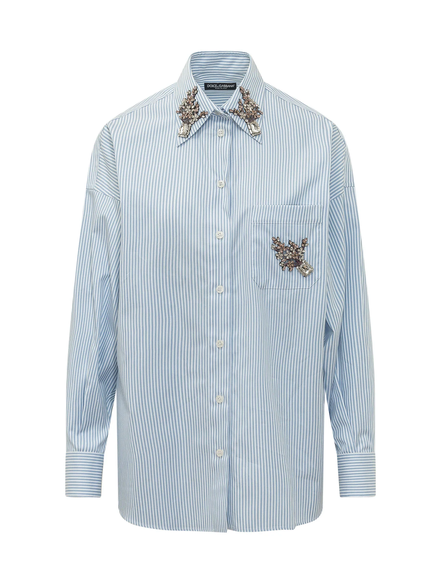 Dolce & Gabbana Striped Shirt with Jewel Accents