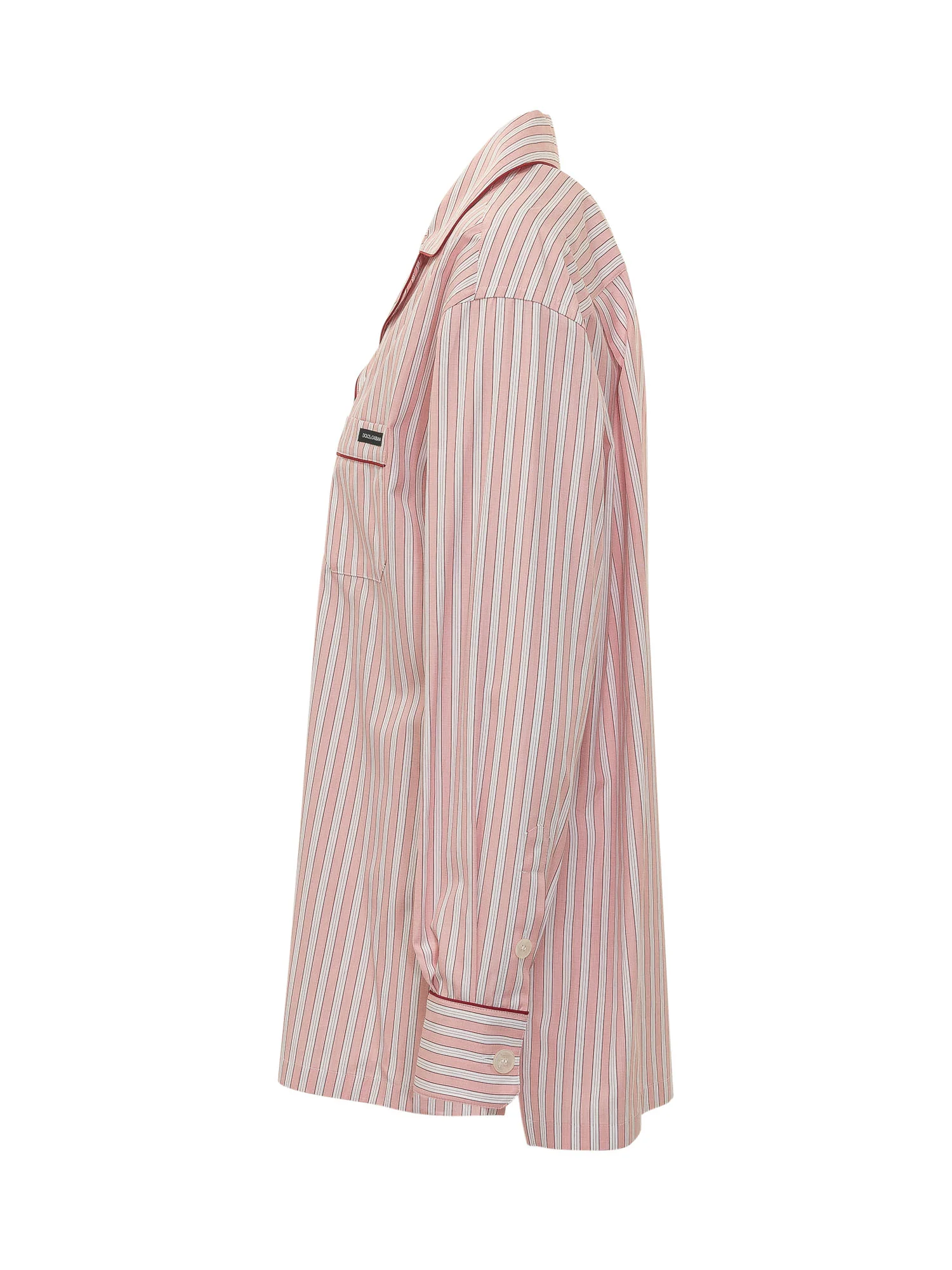 Dolce & Gabbana Striped Short-Sleeve Shirt with Collar and Pocket - Image 3