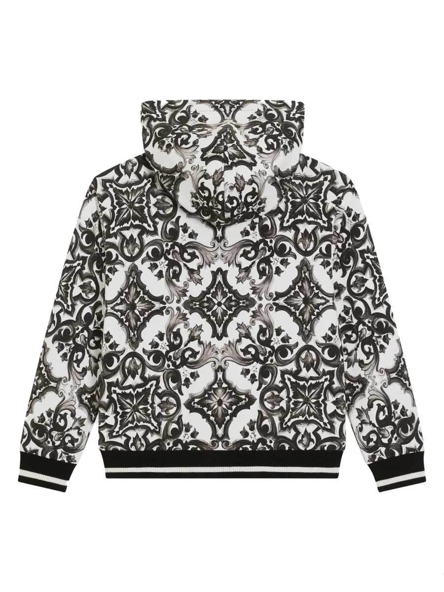DOLCE & GABBANA Zip-up Hoodie with Majolica Print - Image 2