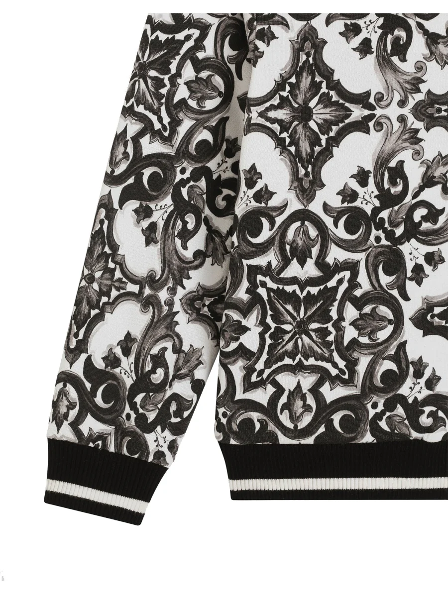 DOLCE & GABBANA Zip-up Hoodie with Majolica Print - Image 3