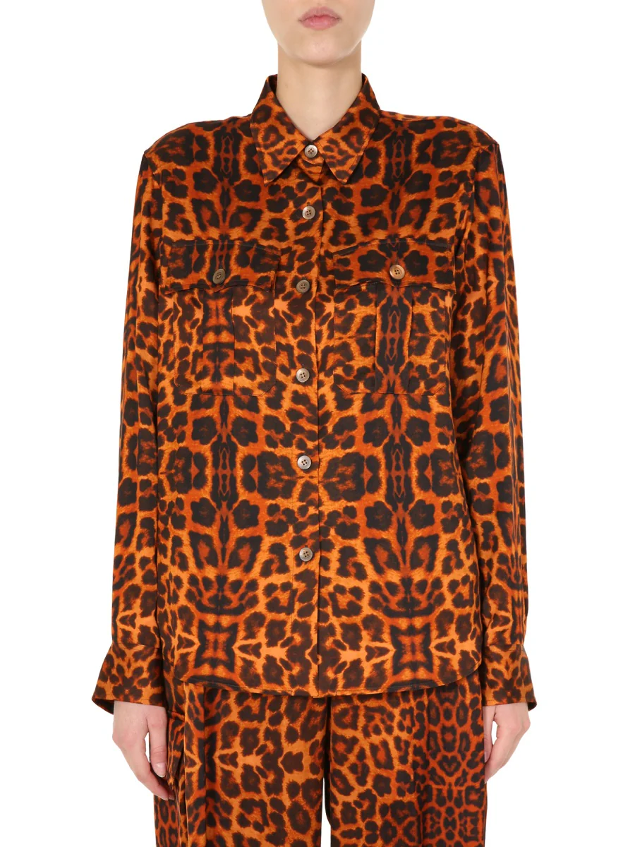DRIES VAN NOTEN Animal Printed Caffy Shirt