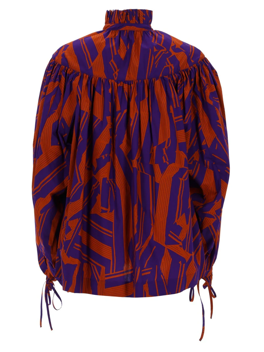 DRIES VAN NOTEN Catya Cotton Shirt with Crushed Stripe Print - Image 2