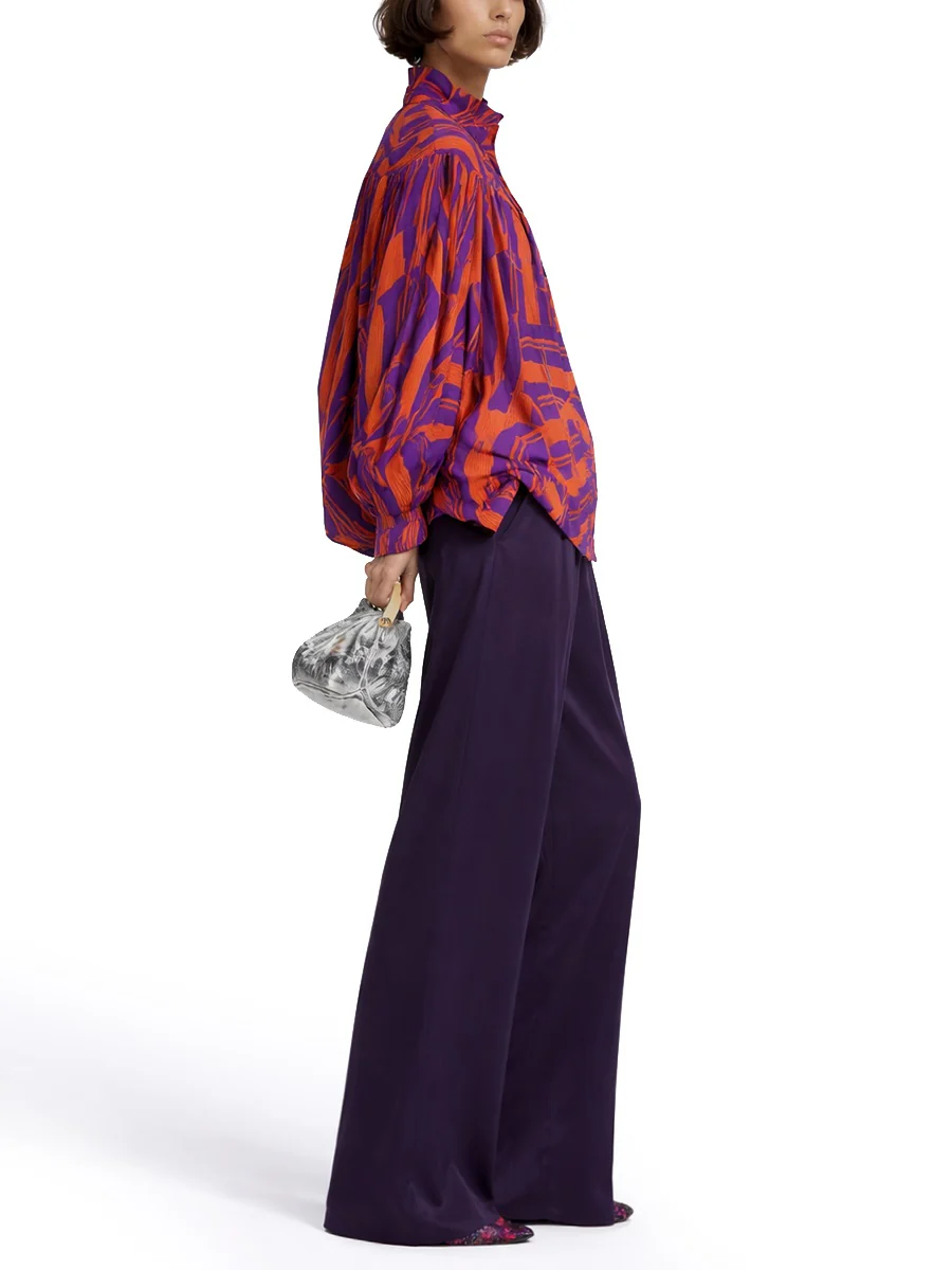 DRIES VAN NOTEN Catya Cotton Shirt with Crushed Stripe Print - Image 3