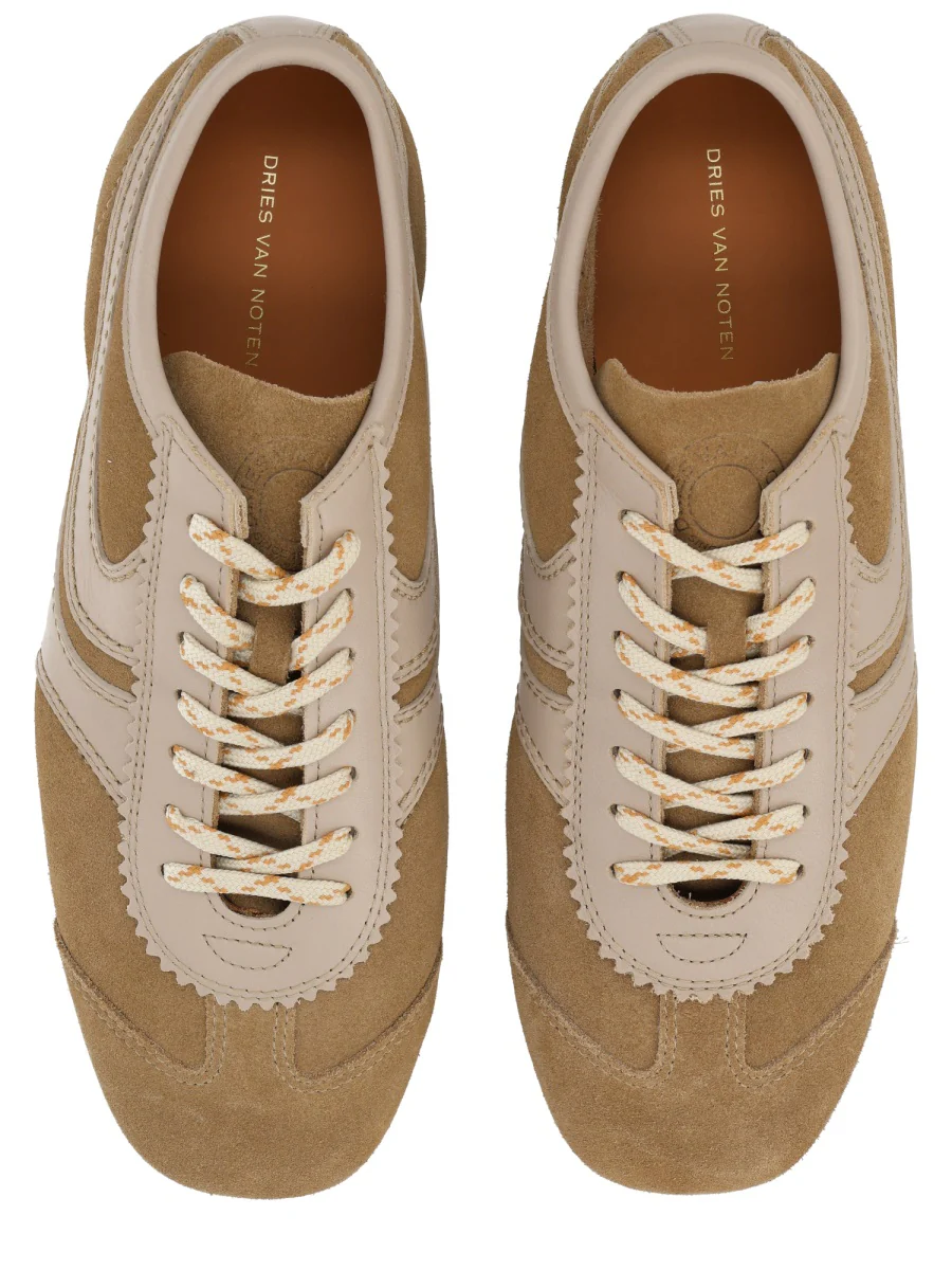 DRIES VAN NOTEN Leather-trimmed Suede Sneakers - Image 5