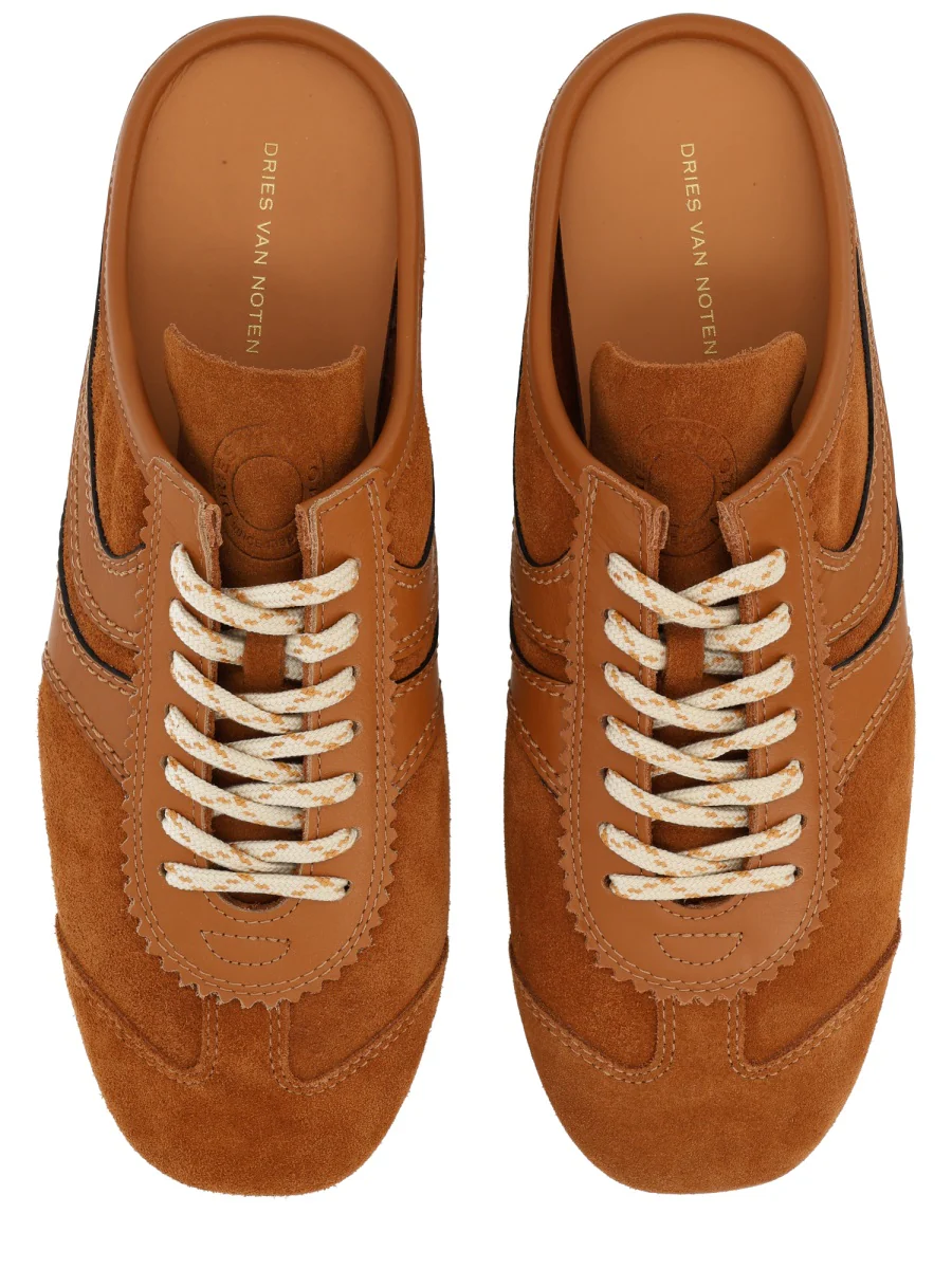 DRIES VAN NOTEN Leather-trimmed Suede Sneakers - Image 5