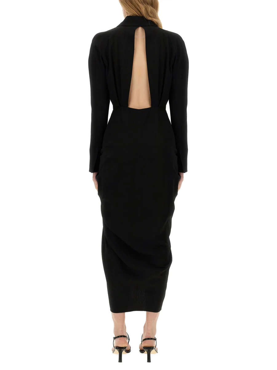 DRIES VAN NOTEN Wool-blend Dress with Drape - Image 3