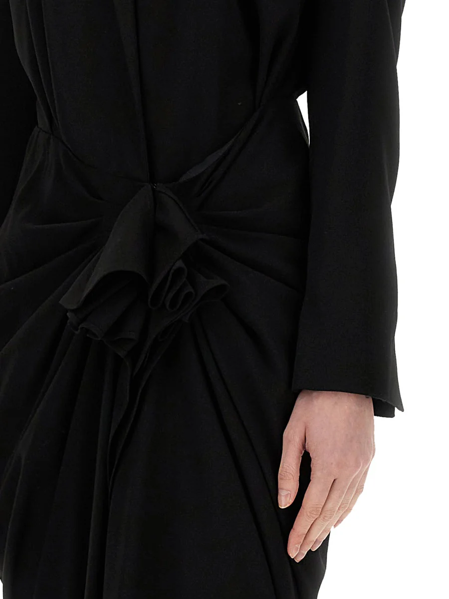 DRIES VAN NOTEN Wool-blend Dress with Drape - Image 4