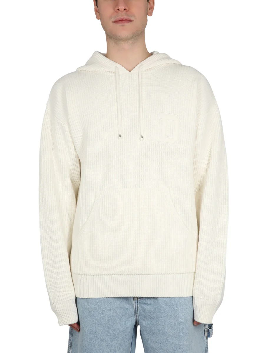 DRÔLE DE MONSIEUR Logo-embroidered Waffle-knit Hoodie