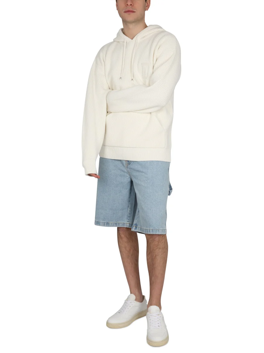 DRÔLE DE MONSIEUR Logo-embroidered Waffle-knit Hoodie - Image 2