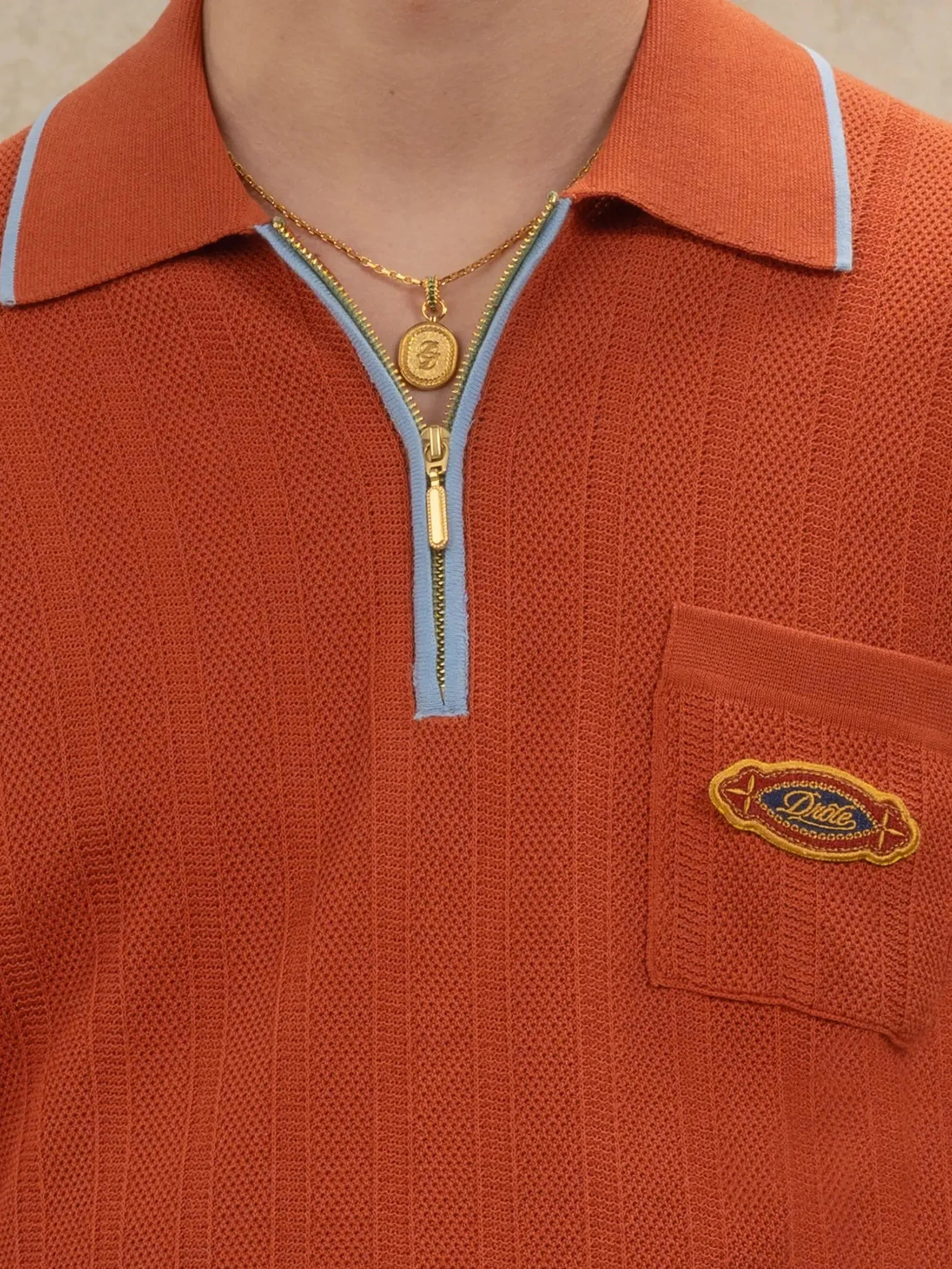 Drole De Monsieur Long-sleeved Polo Shirt with Half-Zip Closure for Men - Image 3