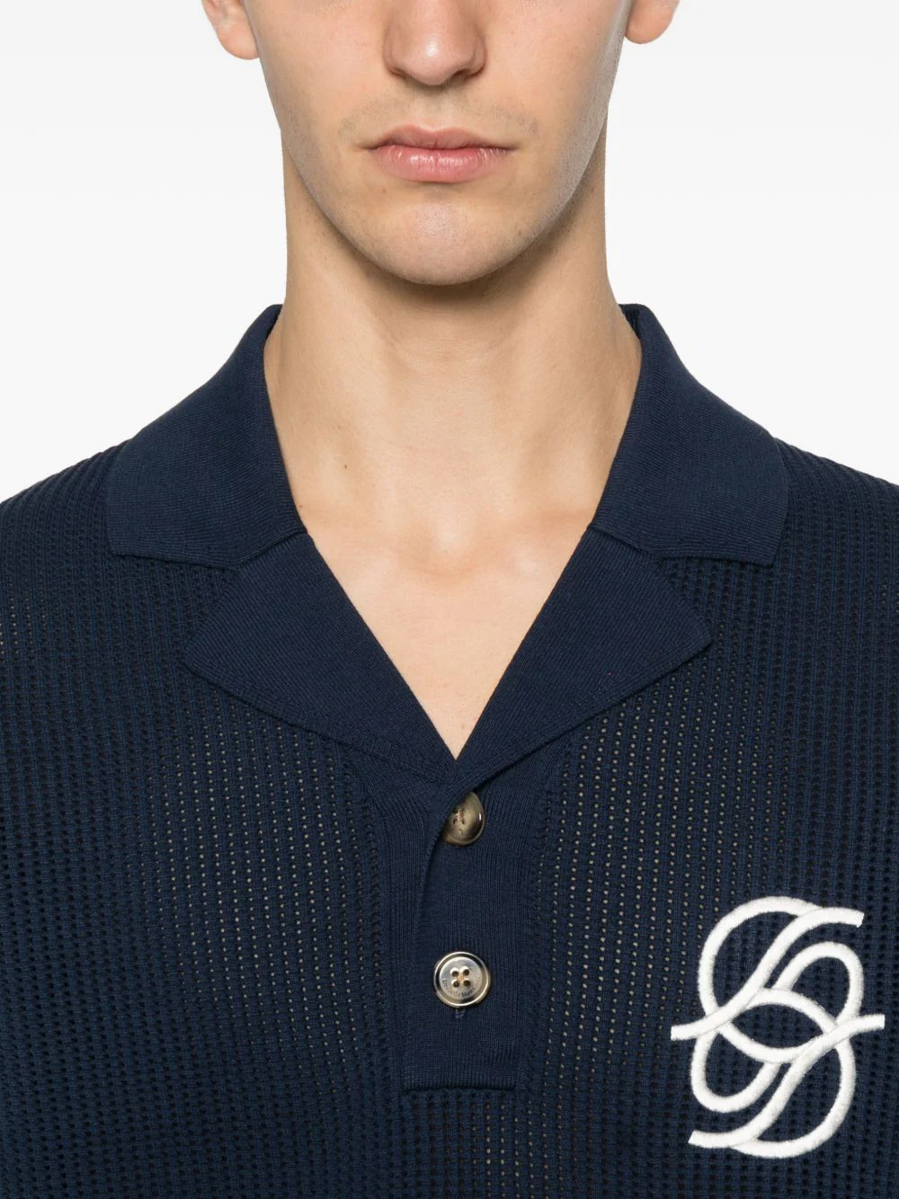 Drole De Monsieur Monogramme Open Weave Polo - Image 6