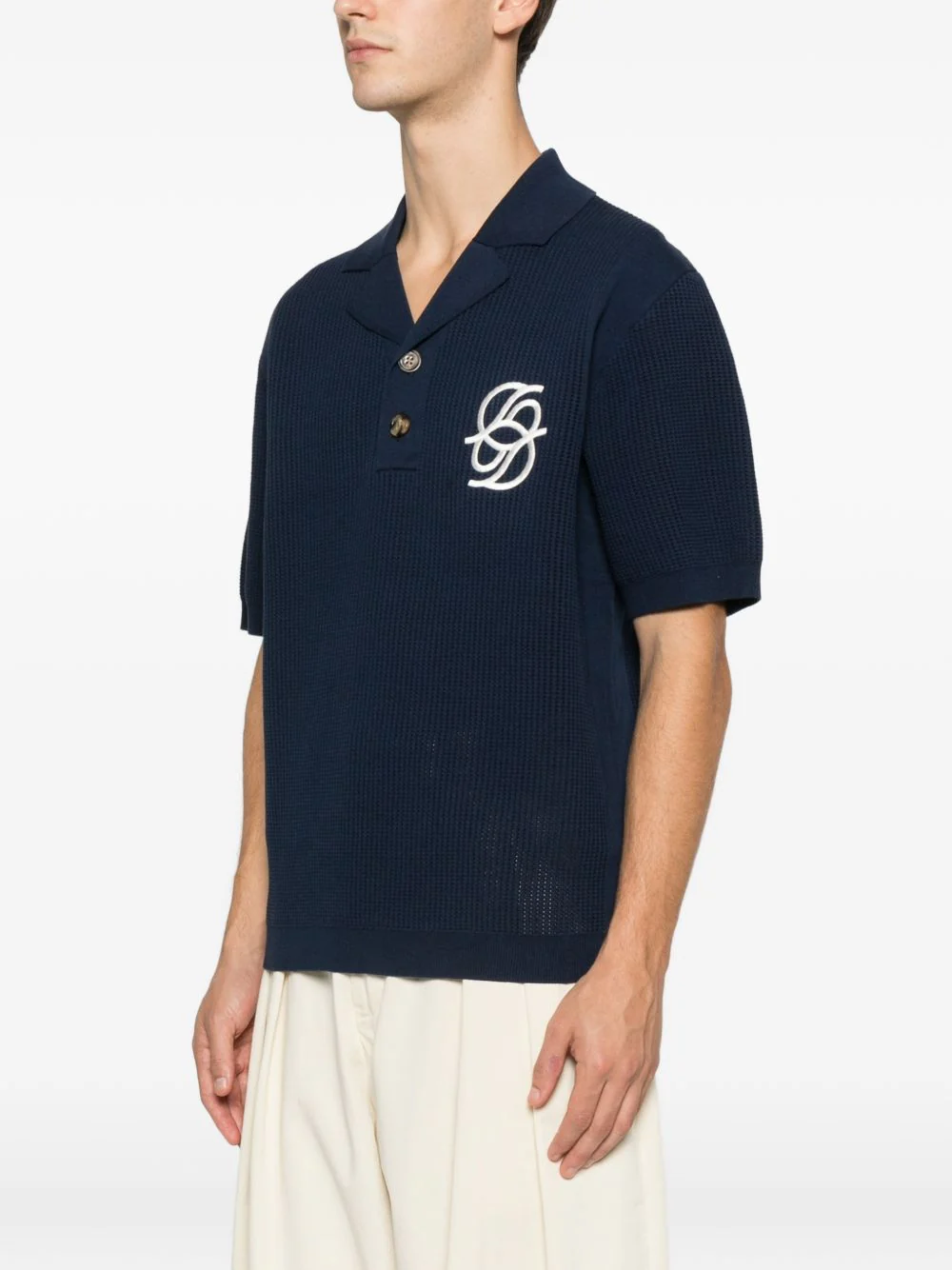 Drole De Monsieur Monogramme Open Weave Polo - Image 7