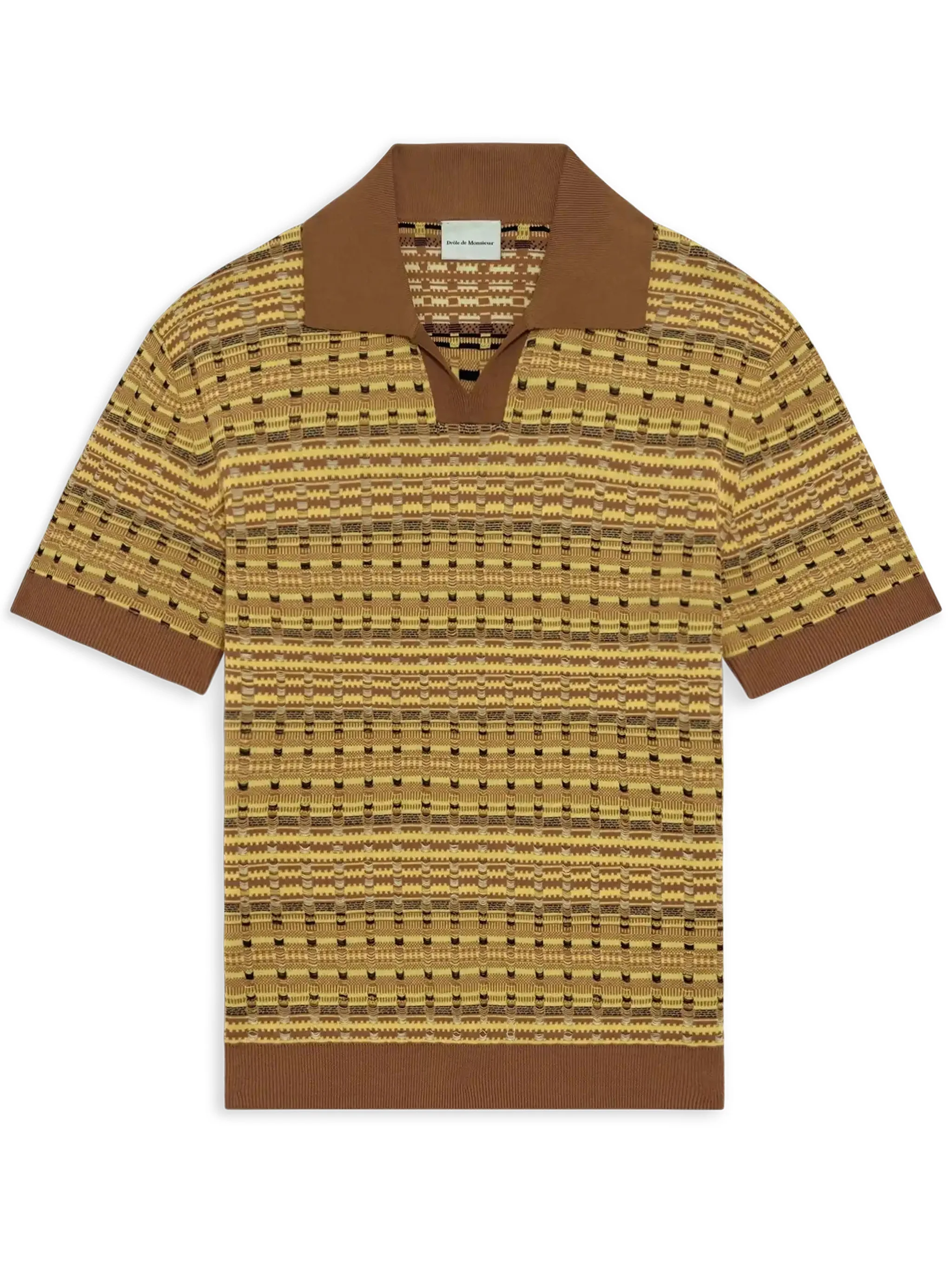 Drole De Monsieur Short-sleeved Mini Polo with Unique Knit Design