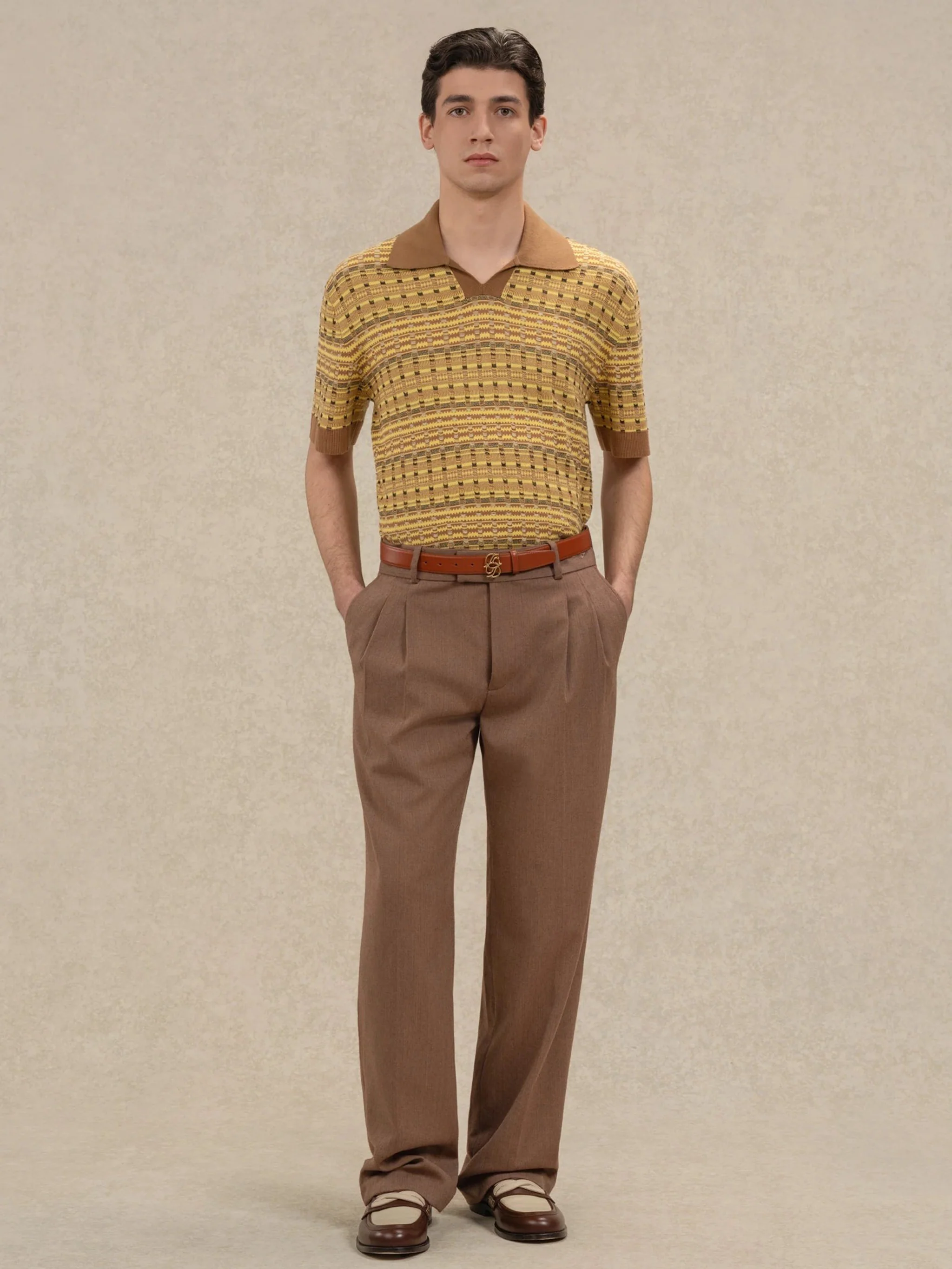 Drole De Monsieur Short-sleeved Mini Polo with Unique Knit Design - Image 2