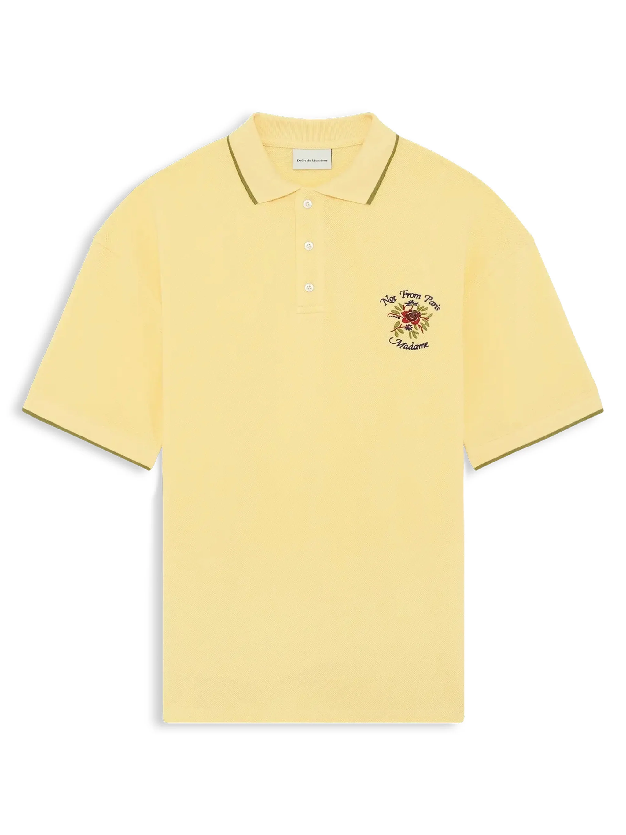 Drole De Monsieur Short-Sleeved Polo Shirt with Contrasting Hems in Size M