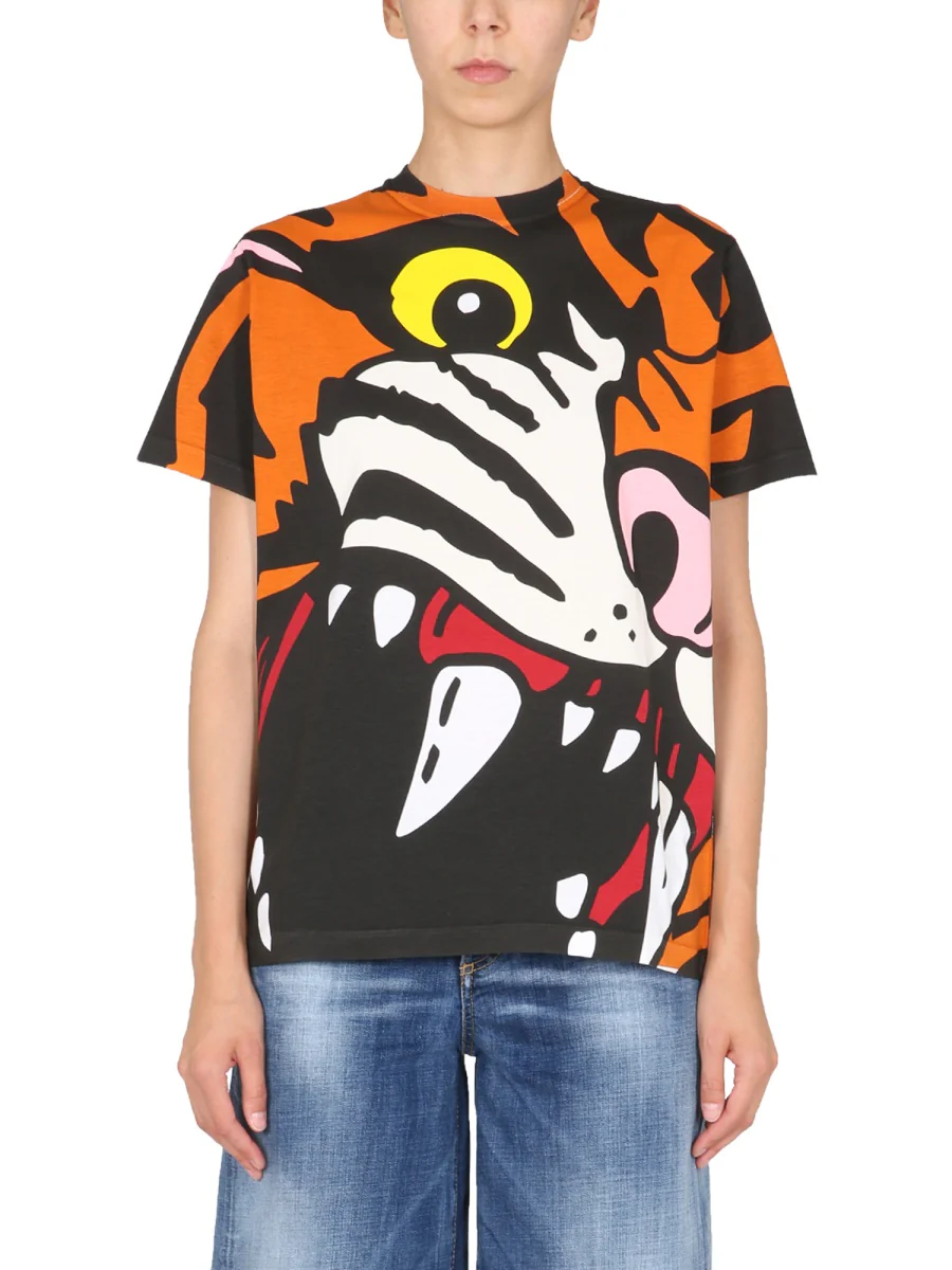 Dsquared Oversize Fit T-Shirt with Bold Tiger Print