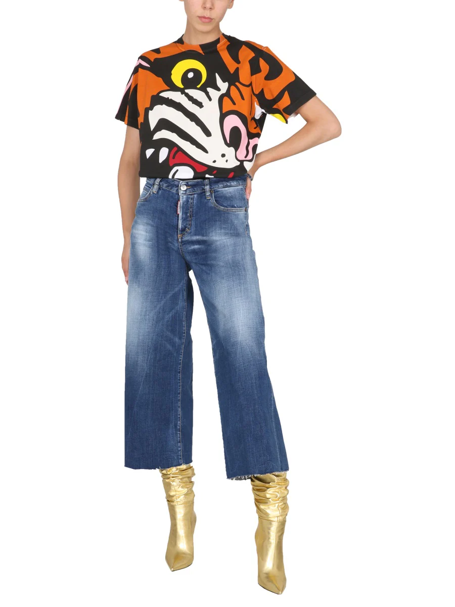 Dsquared Oversize Fit T-Shirt with Bold Tiger Print - Image 2