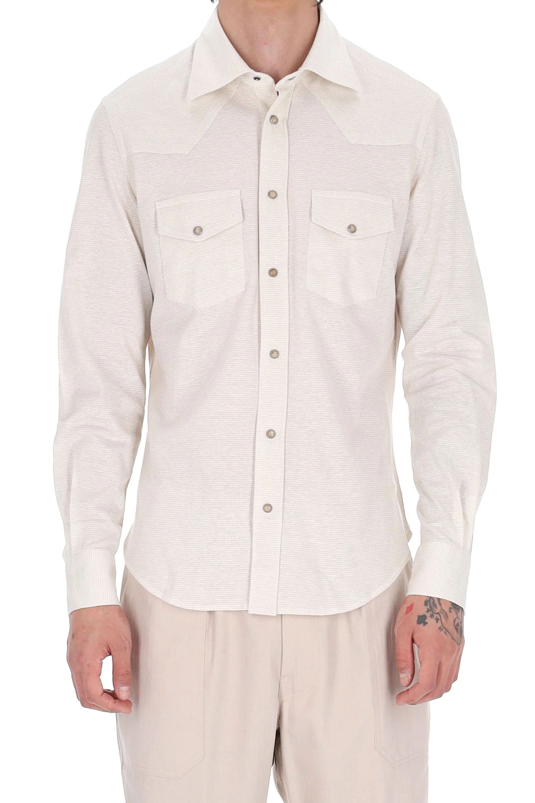 Eleventy Mini Short-Sleeve Button-Up Shirt for Men - Image 6
