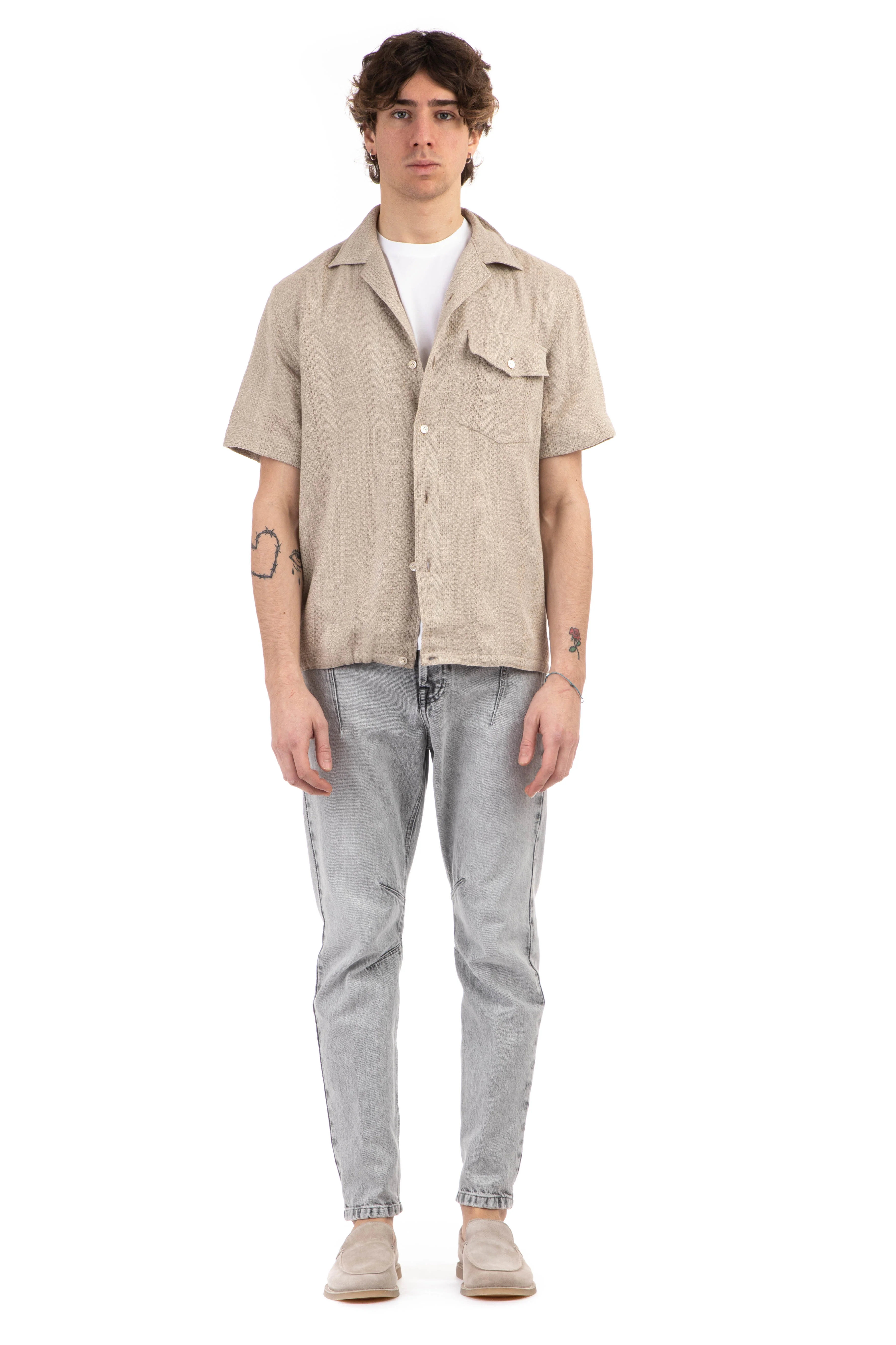 Eleventy Short-sleeved Pocket Shirt with Drawstring Tail