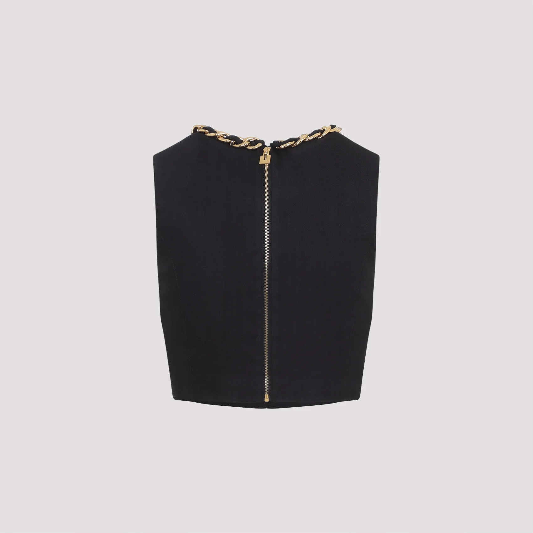 Elisabetta Franchi Linen-blend Top with Jewel Chain - Image 4