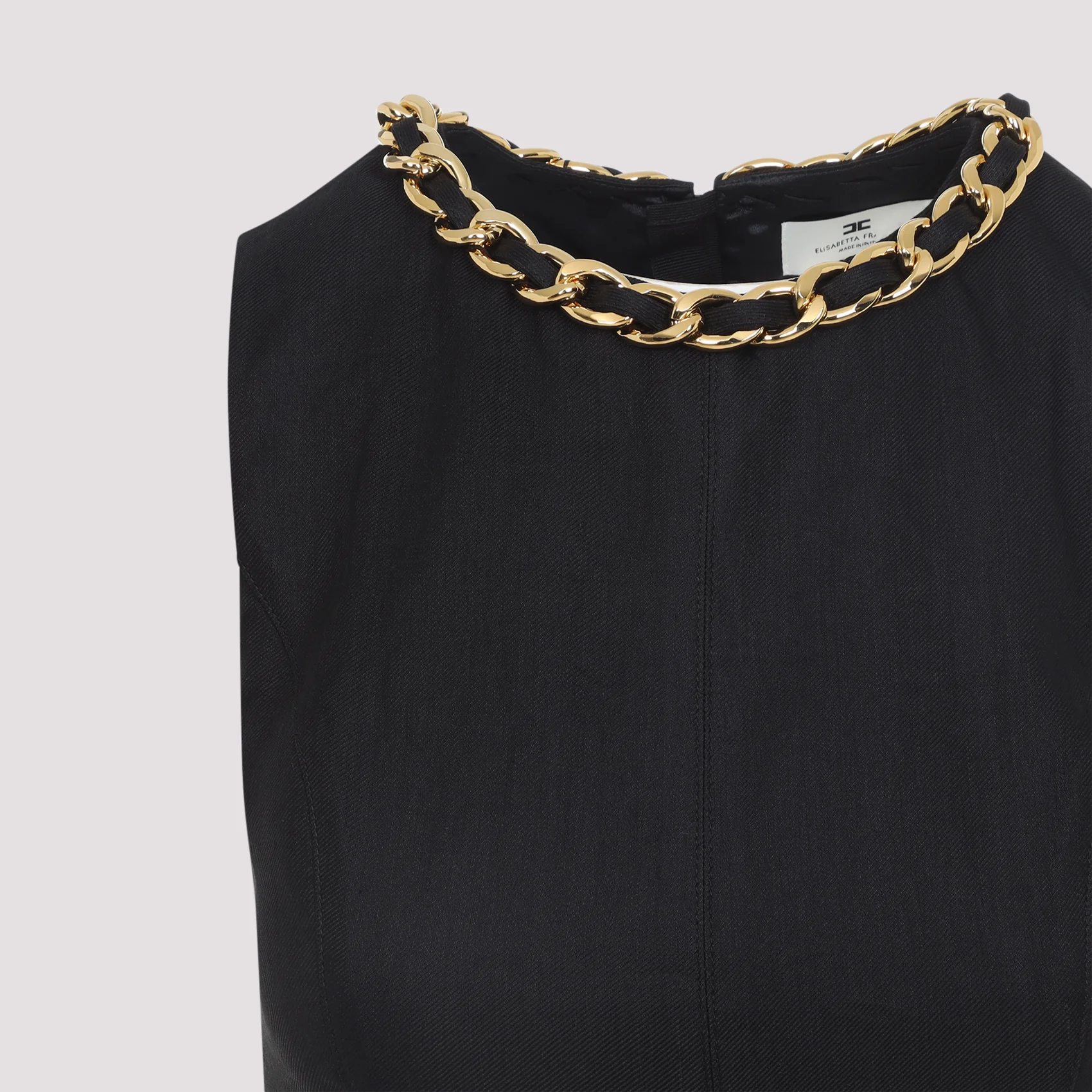 Elisabetta Franchi Linen-blend Top with Jewel Chain - Image 5