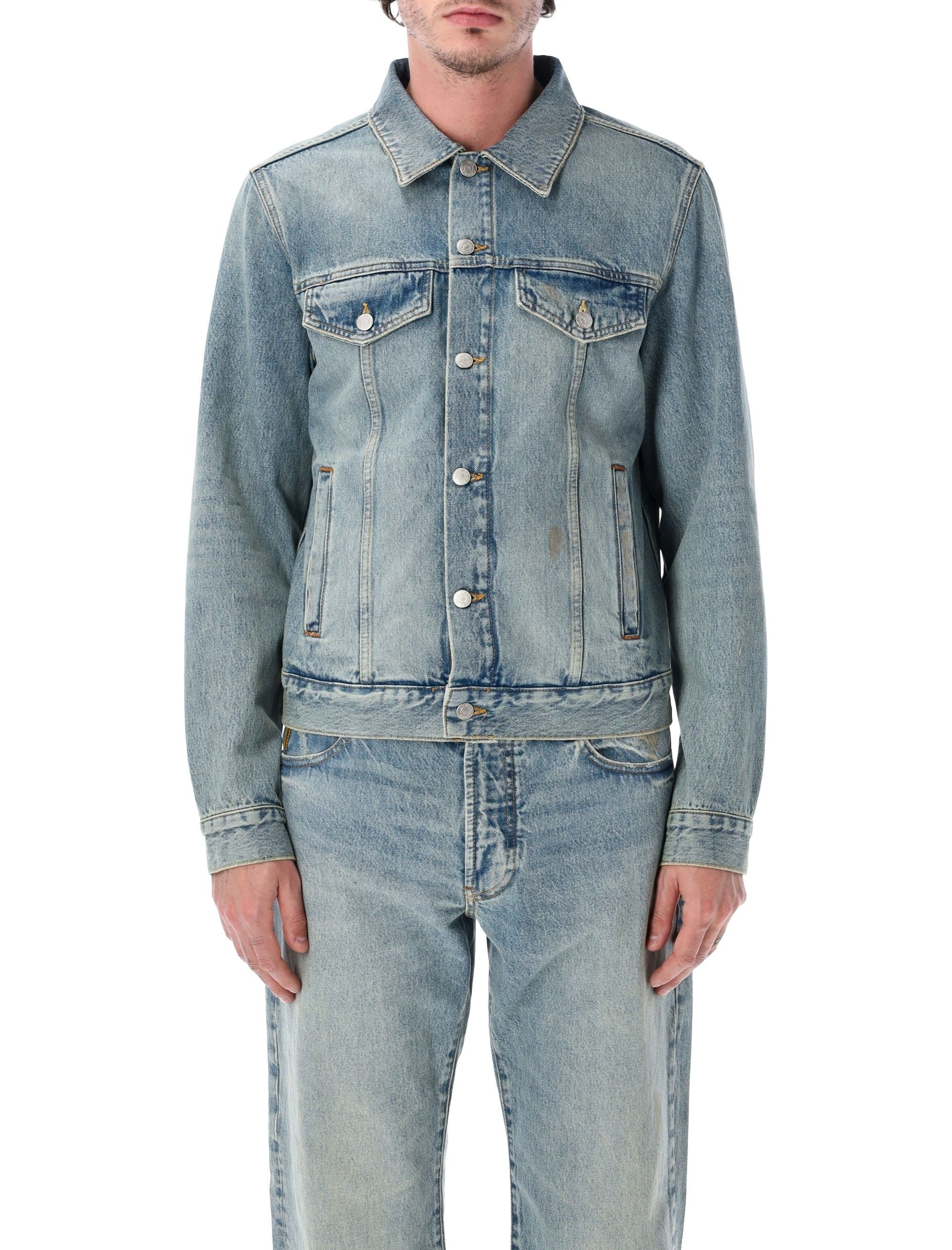 Emporio Armani 男士翻领复古衬衫式牛仔夹克外套