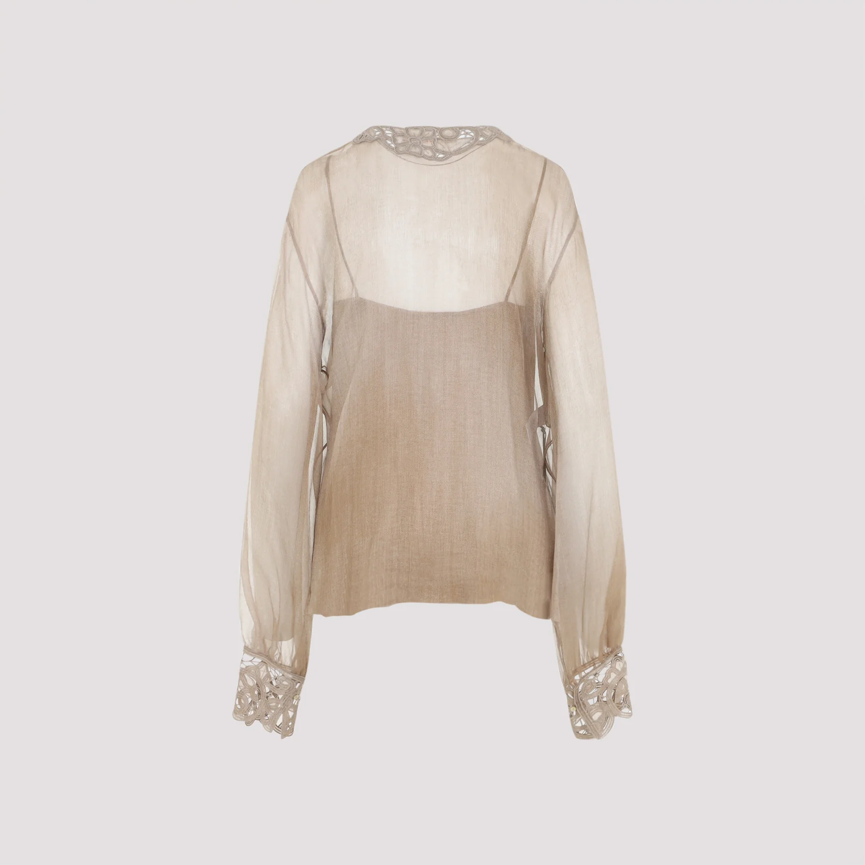 ERMANNO SCERVINO Pure Silk Blouse with Floral Cutwork - Image 4