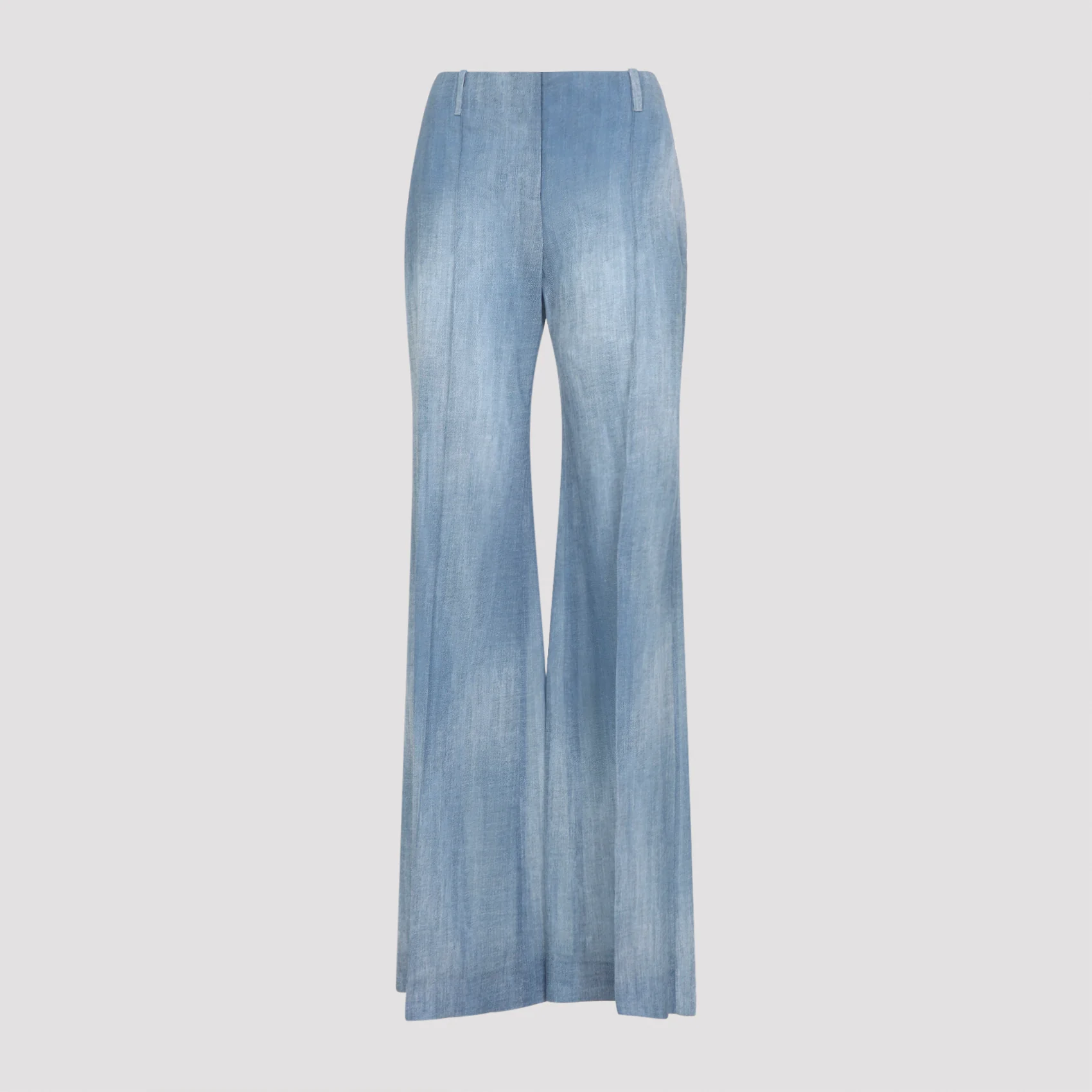 ERMANNO SCERVINO Wide-leg Trousers in Layered Chiffon, Jeans Print - Image 3