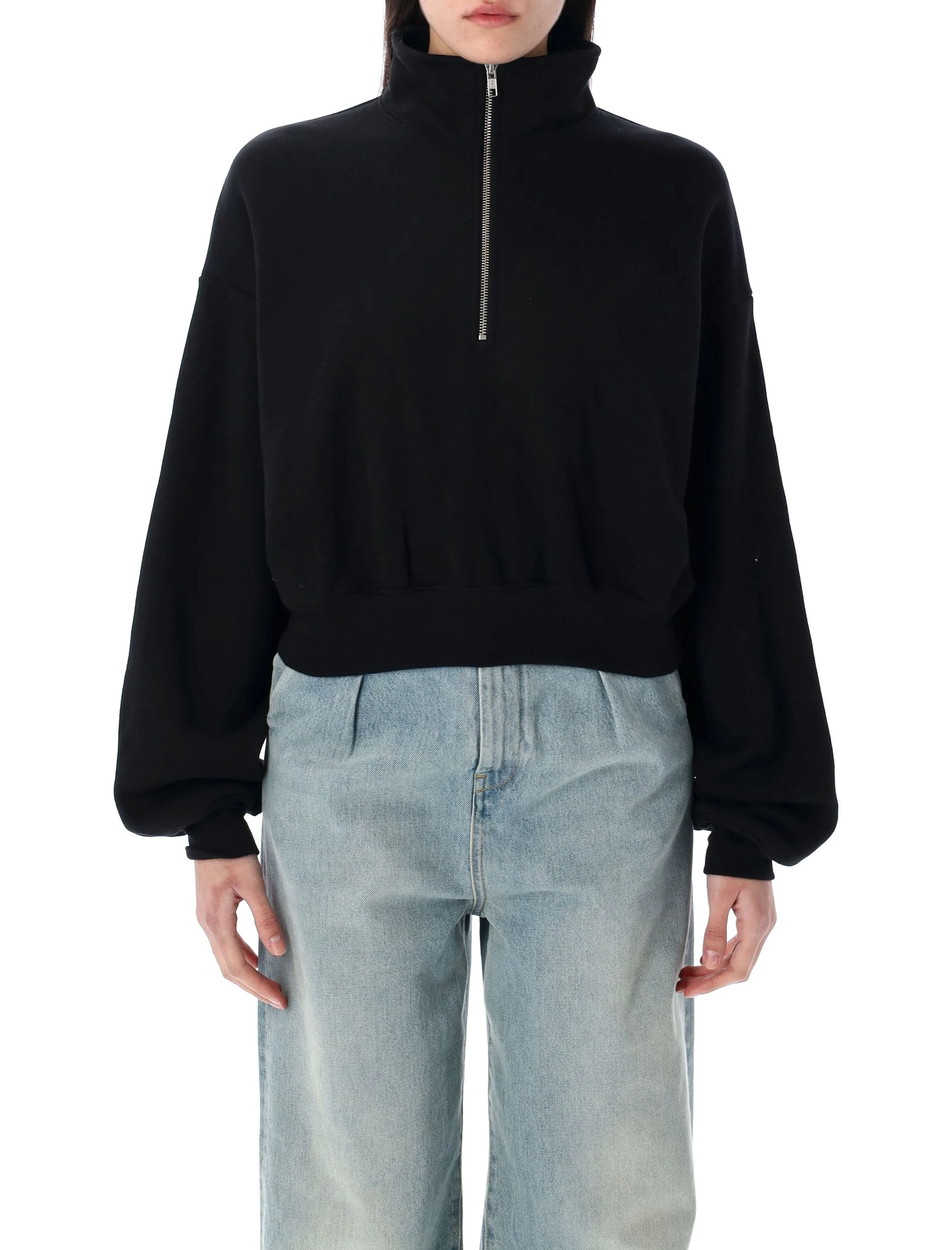 ETERNE Cropped Half Zip Sweatshirt