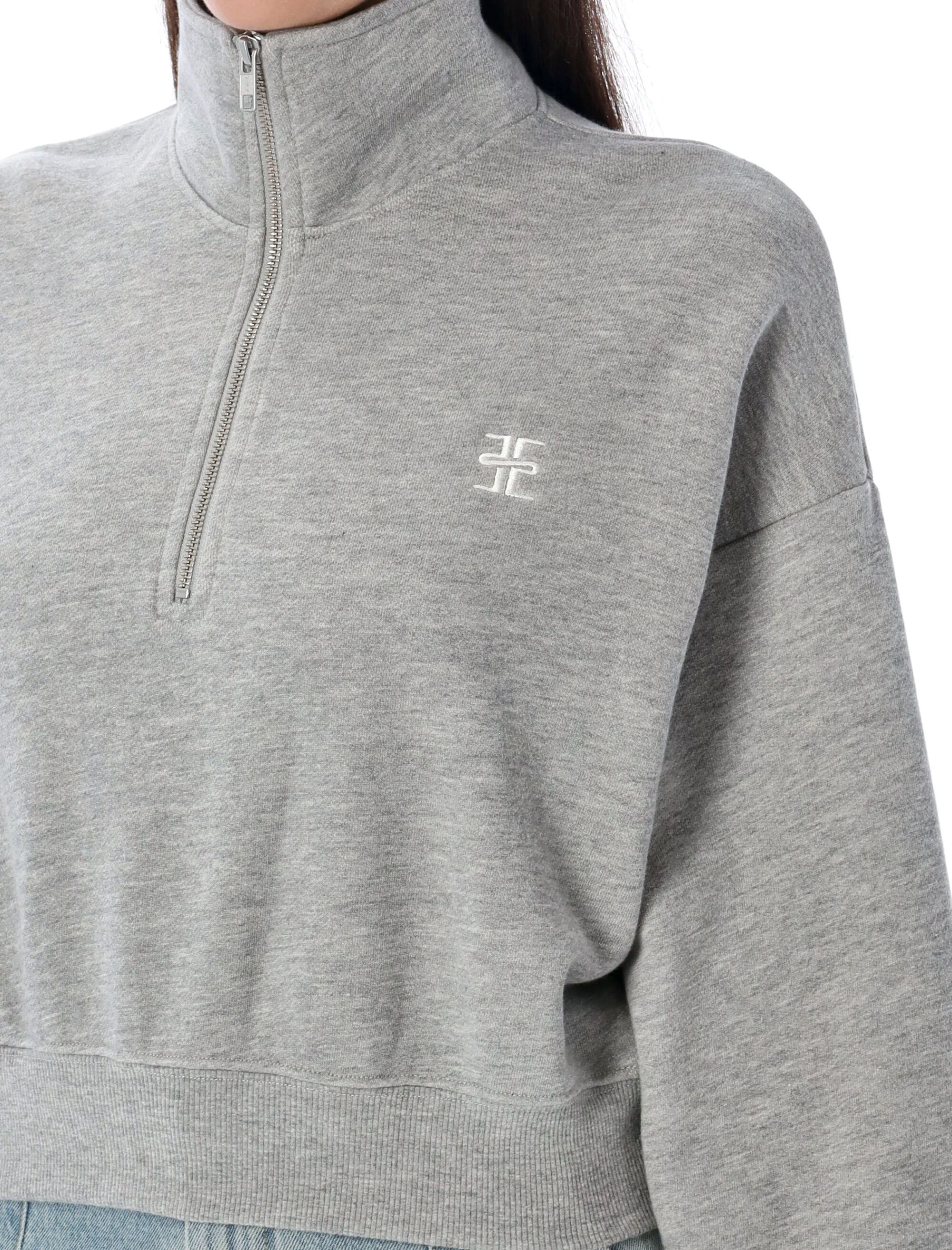 ETERNE Cropped Half-zip Sweatshirt | French Terry - Image 3