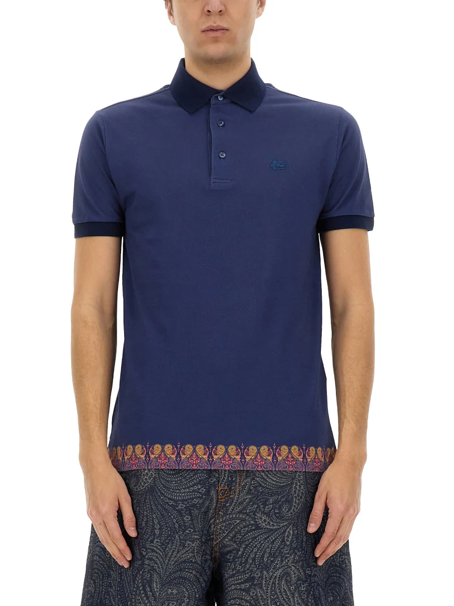 ETRO Cotton Polo Shirt with Paisley Print