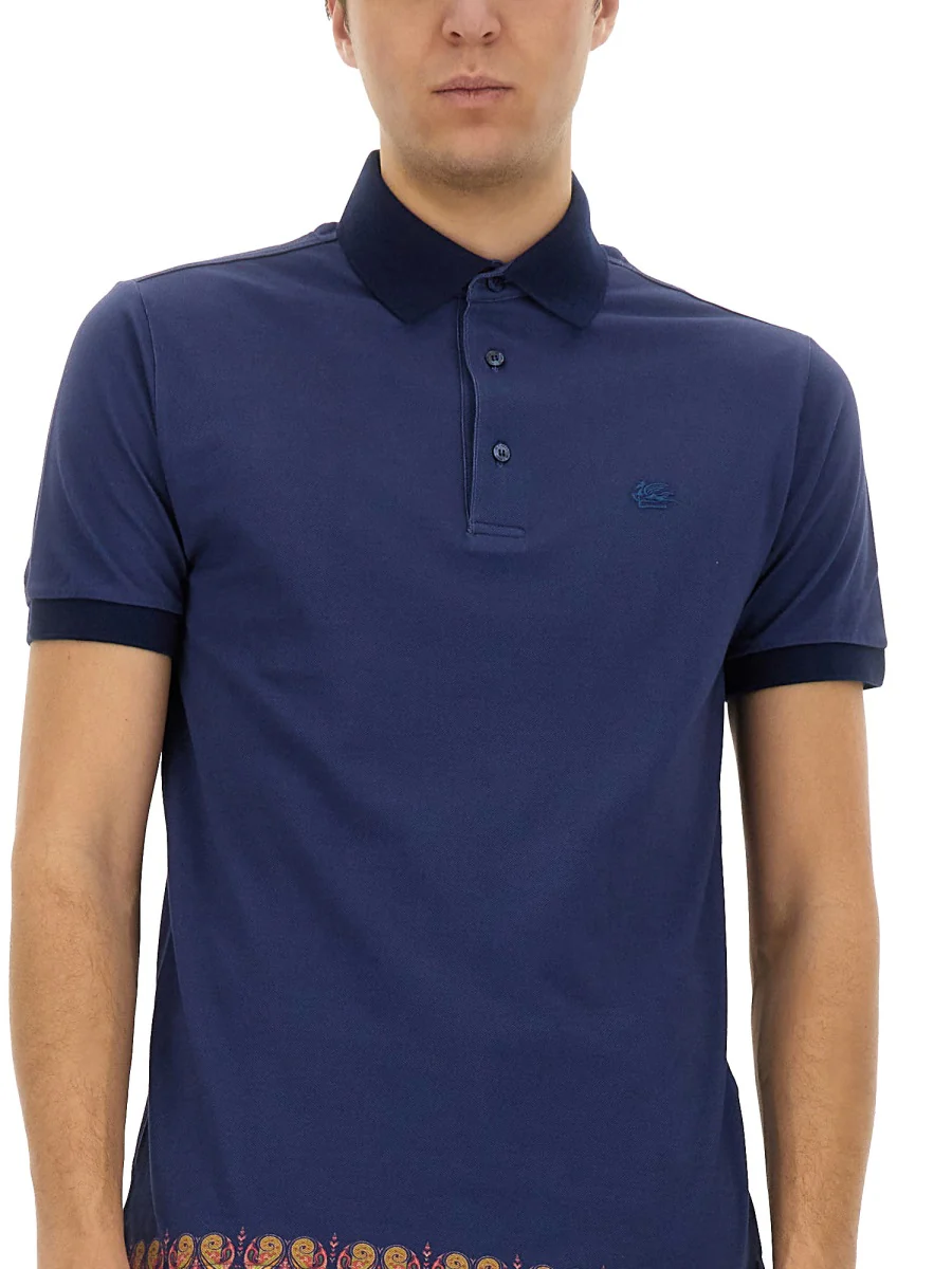 ETRO Cotton Polo Shirt with Paisley Print - Image 4