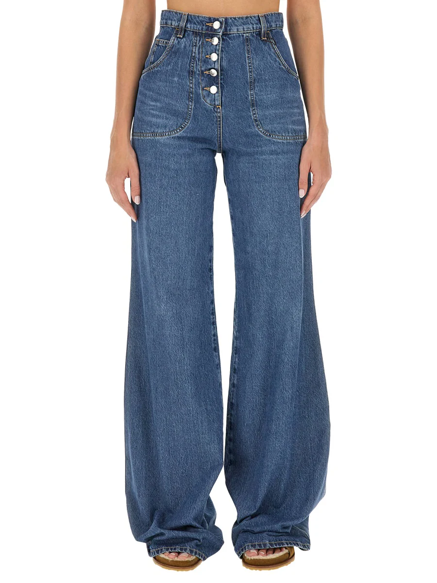 ETRO JEANS with FOLIAGE POCKETS in COTTON DENIM
