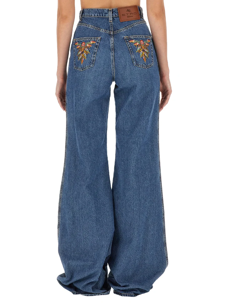 ETRO JEANS with FOLIAGE POCKETS in COTTON DENIM - Image 3