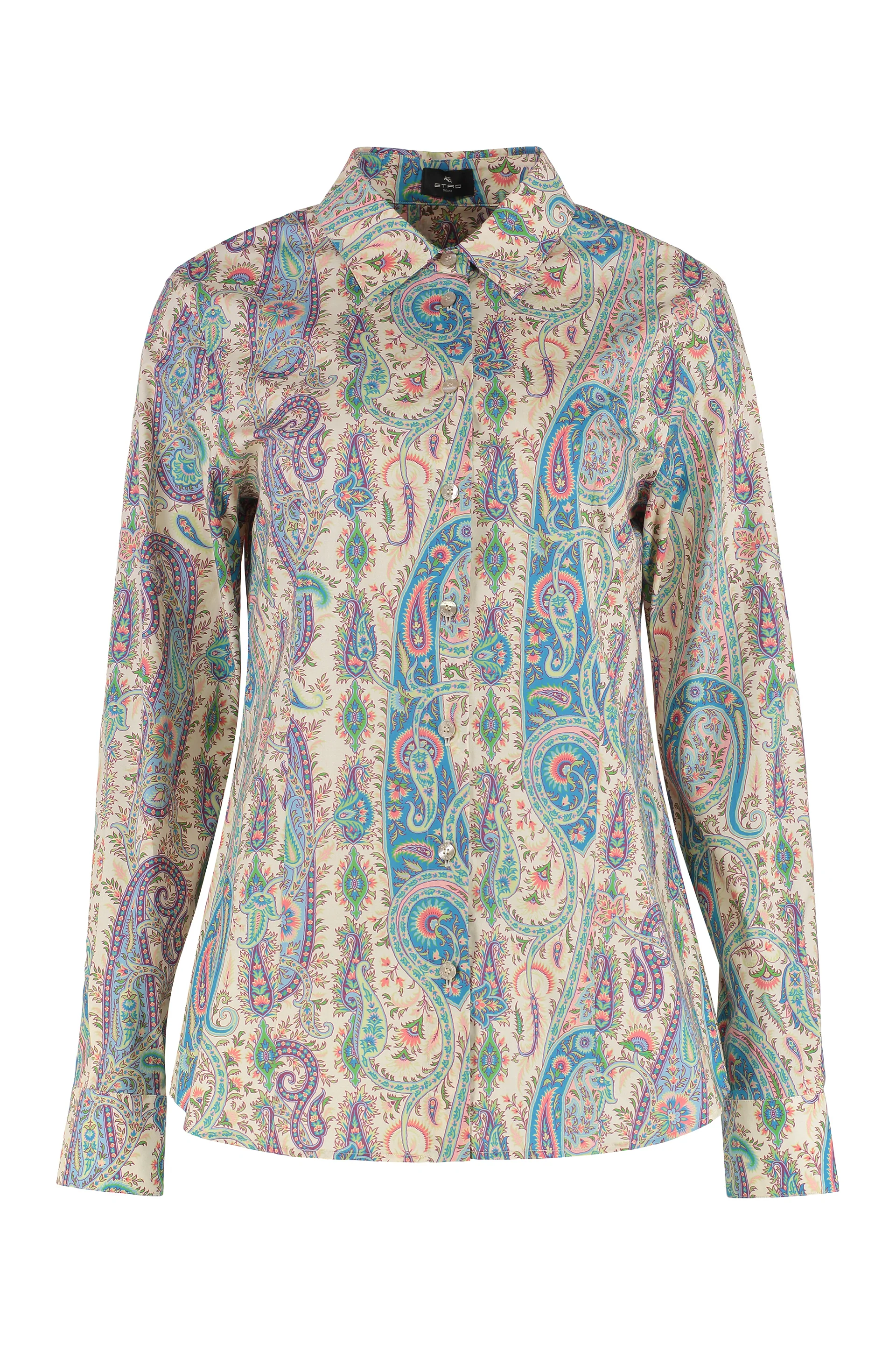 Etro STRETCH COTTON SHIRT with LEAFY PAISLEY MOTIF