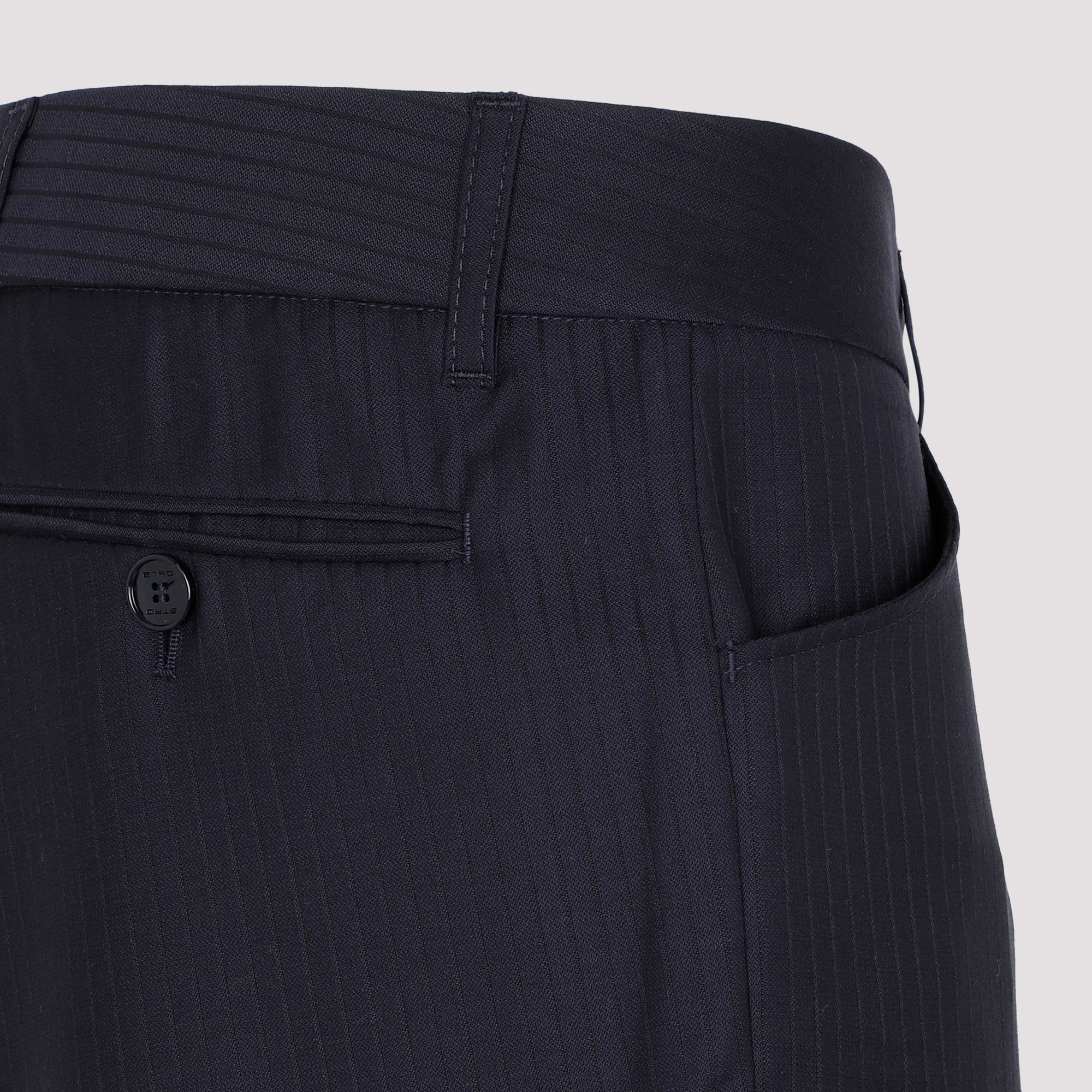 Etro Wool Bootcut Trousers Pinstripe Print - Image 6
