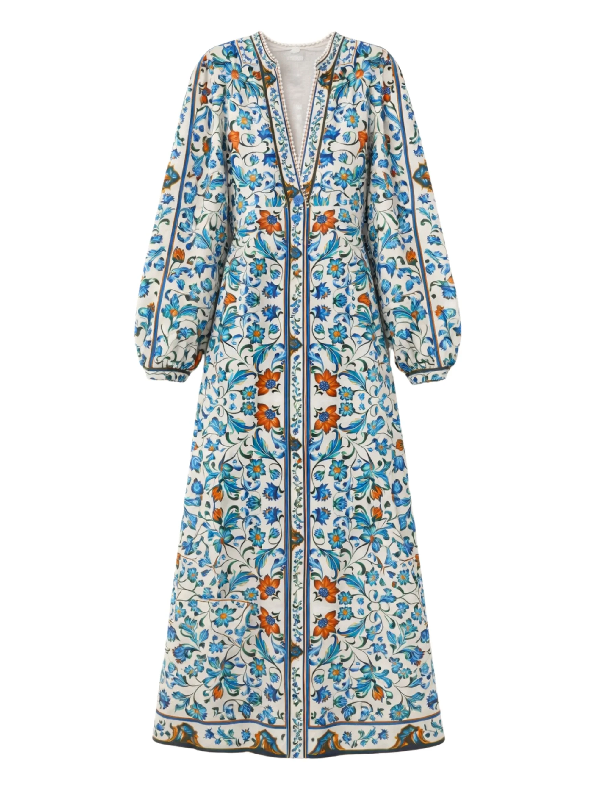 Farm Rio Floratile Long Sleeve Dress for Women