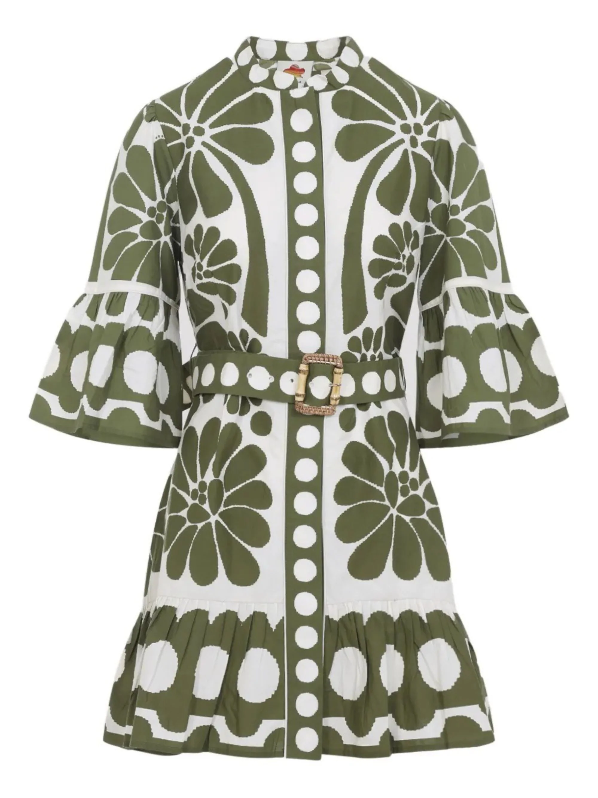 FARM RIO Palermo Belted Organic Cotton Mini Dress