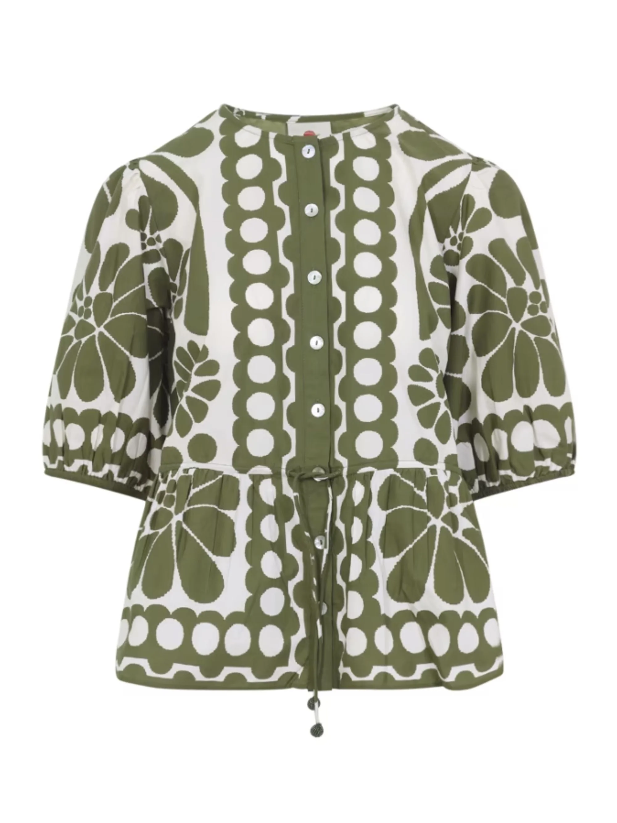 FARM RIO Palermo Drawstring Organic Cotton Blouse