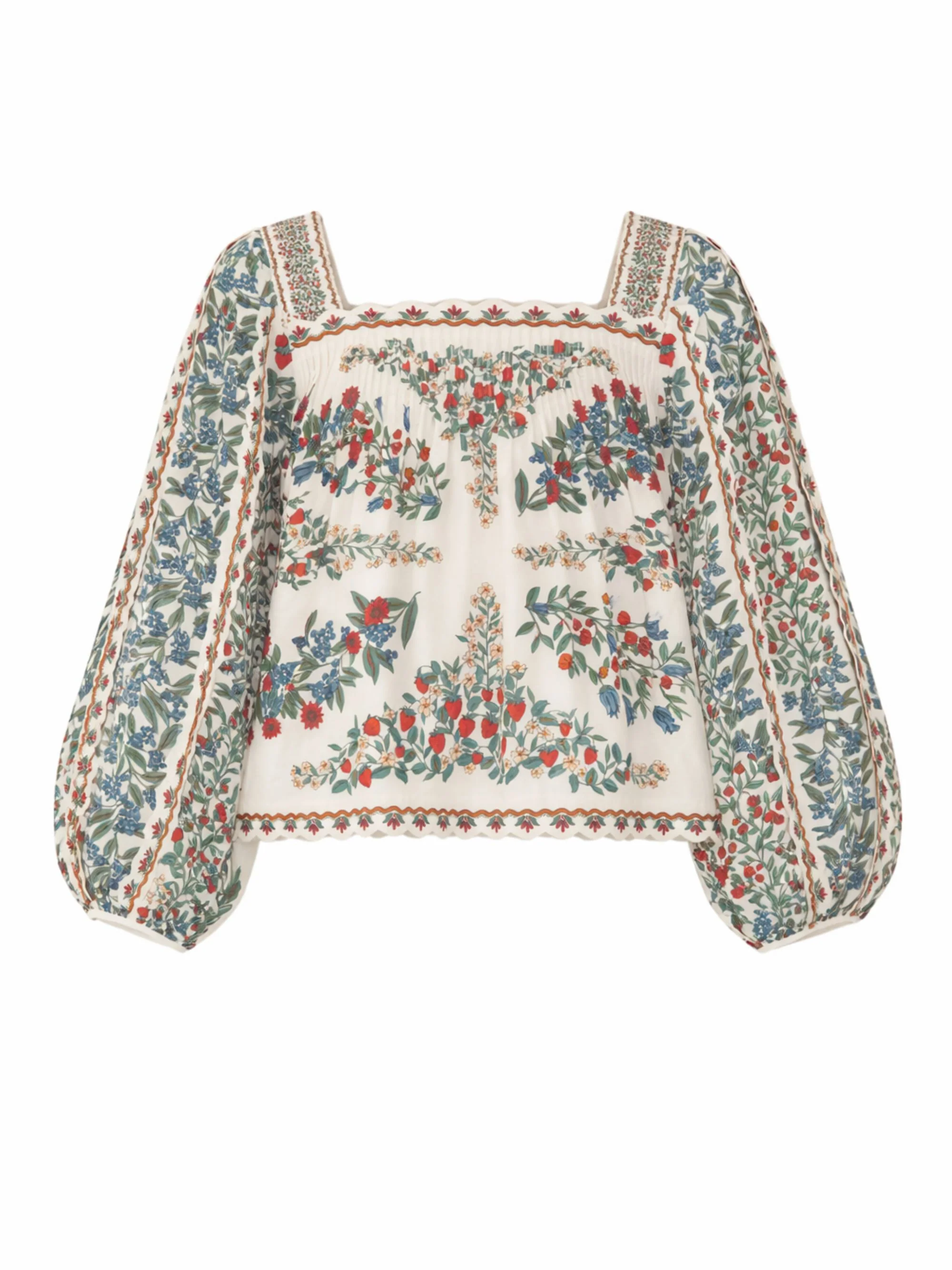Farm Rio Relaxed Fit Multicolored Print Shirt with Square Neck