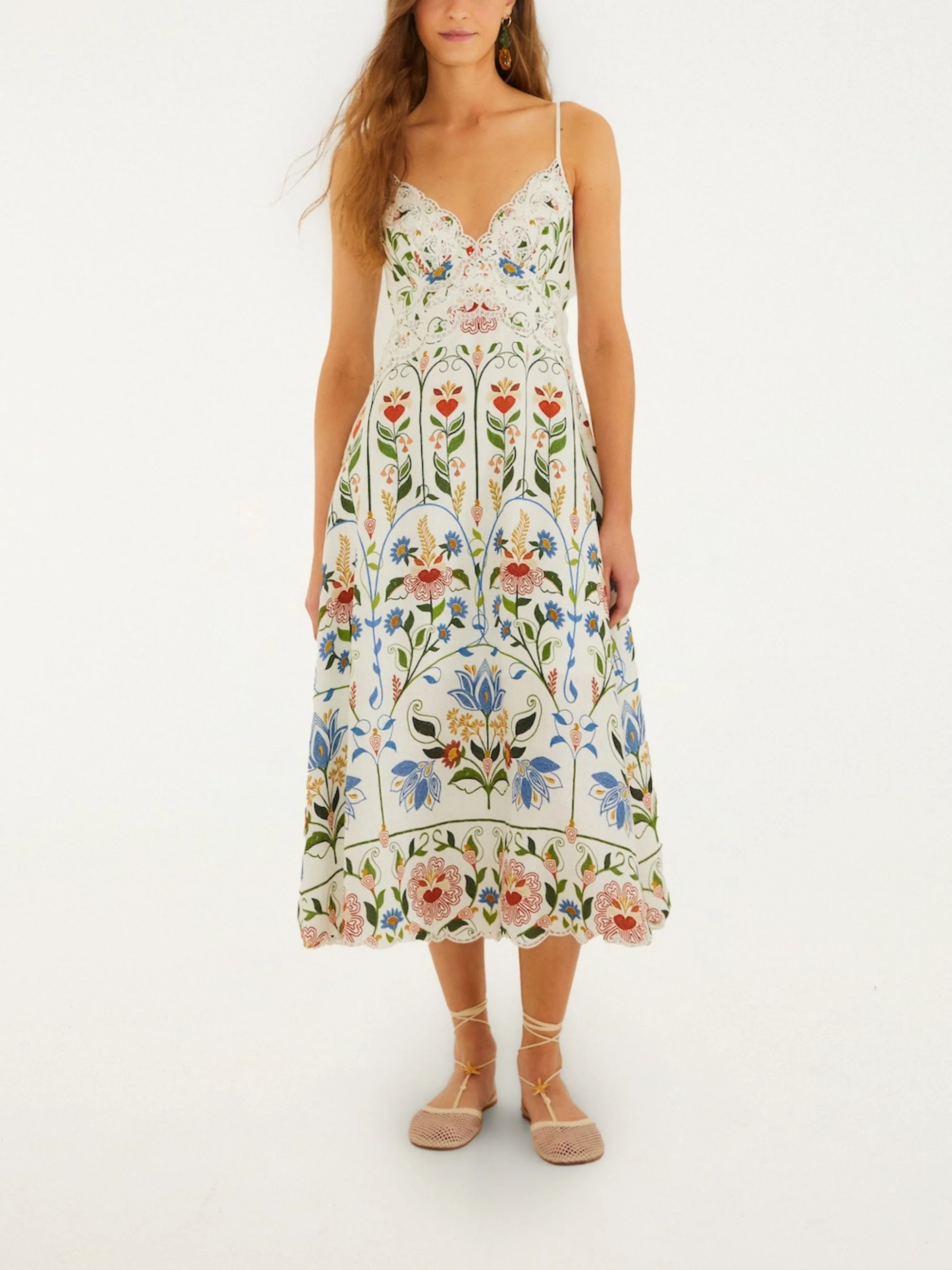 Farm Rio Stitched Garden Midi Dress - Image 2