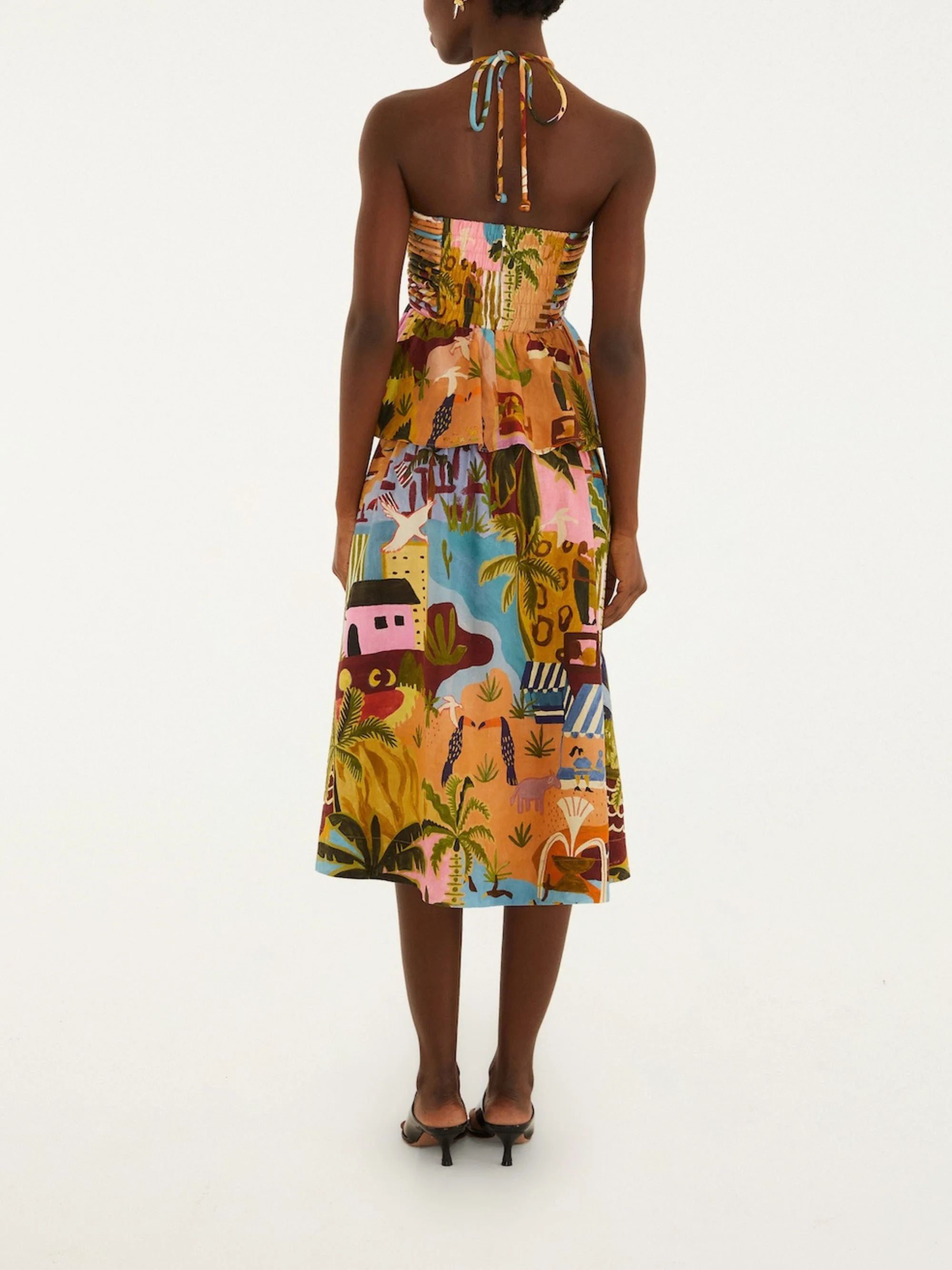 Farm Rio Tropical Paintinting Halterneck Dress - Image 3