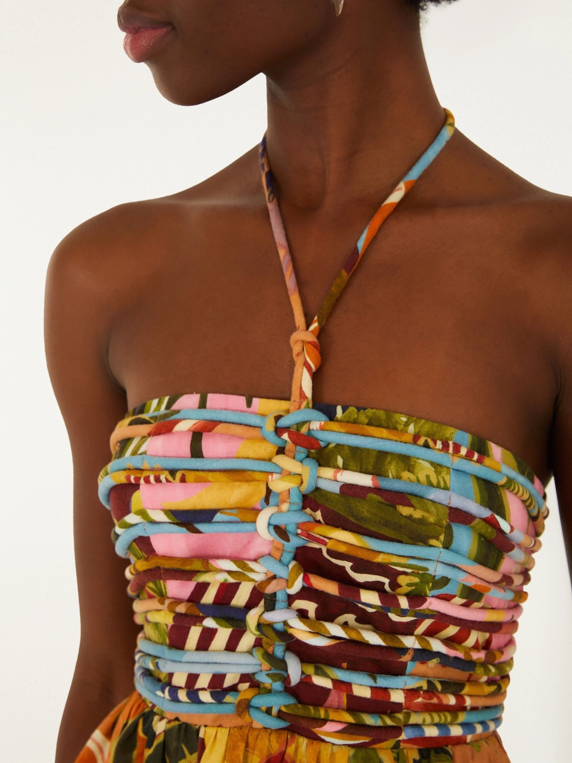 Farm Rio Tropical Paintinting Halterneck Dress - Image 4
